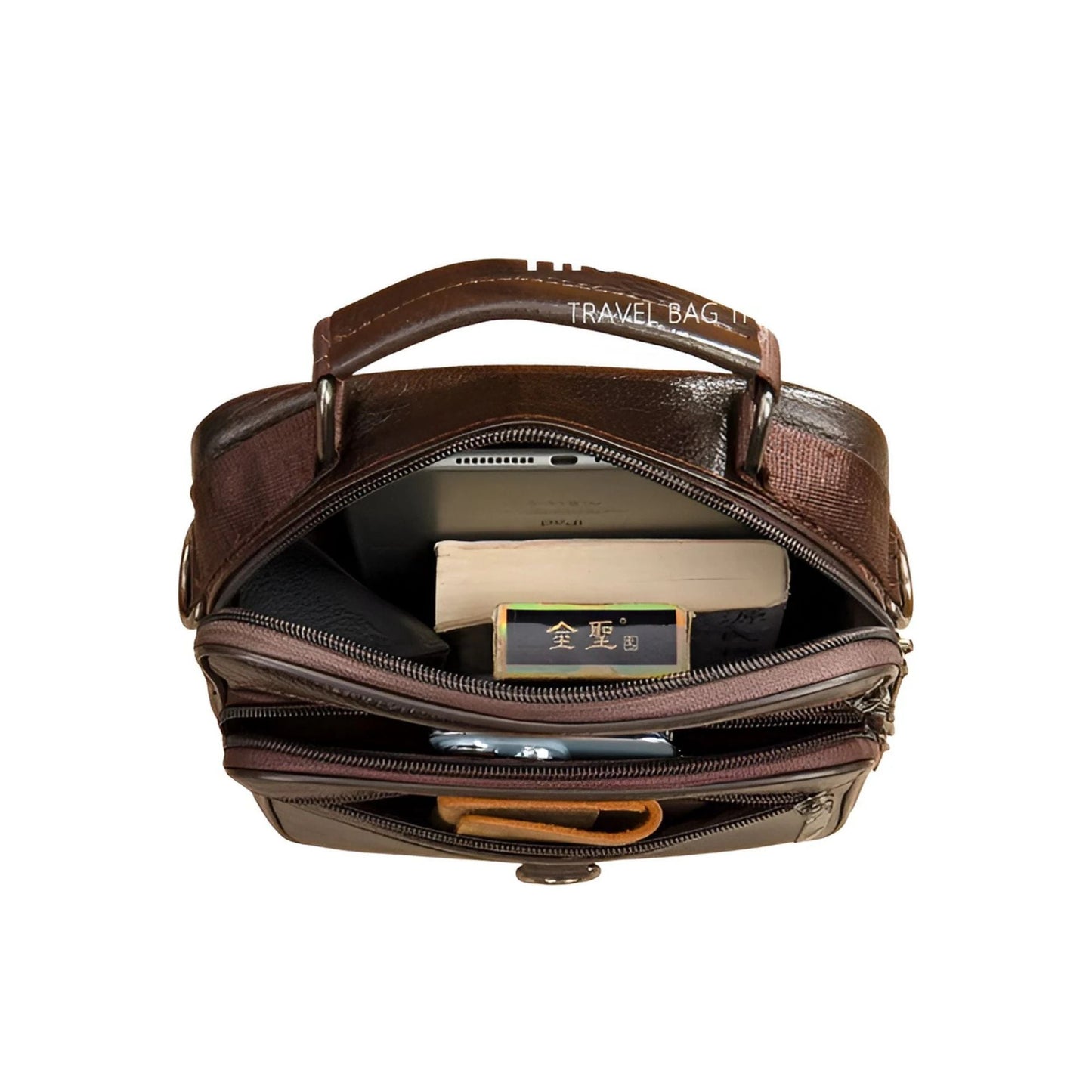 CarryQuest® - Koehuid Schoudertas Heren - Handtassen - Crossbody Tas - Koffie