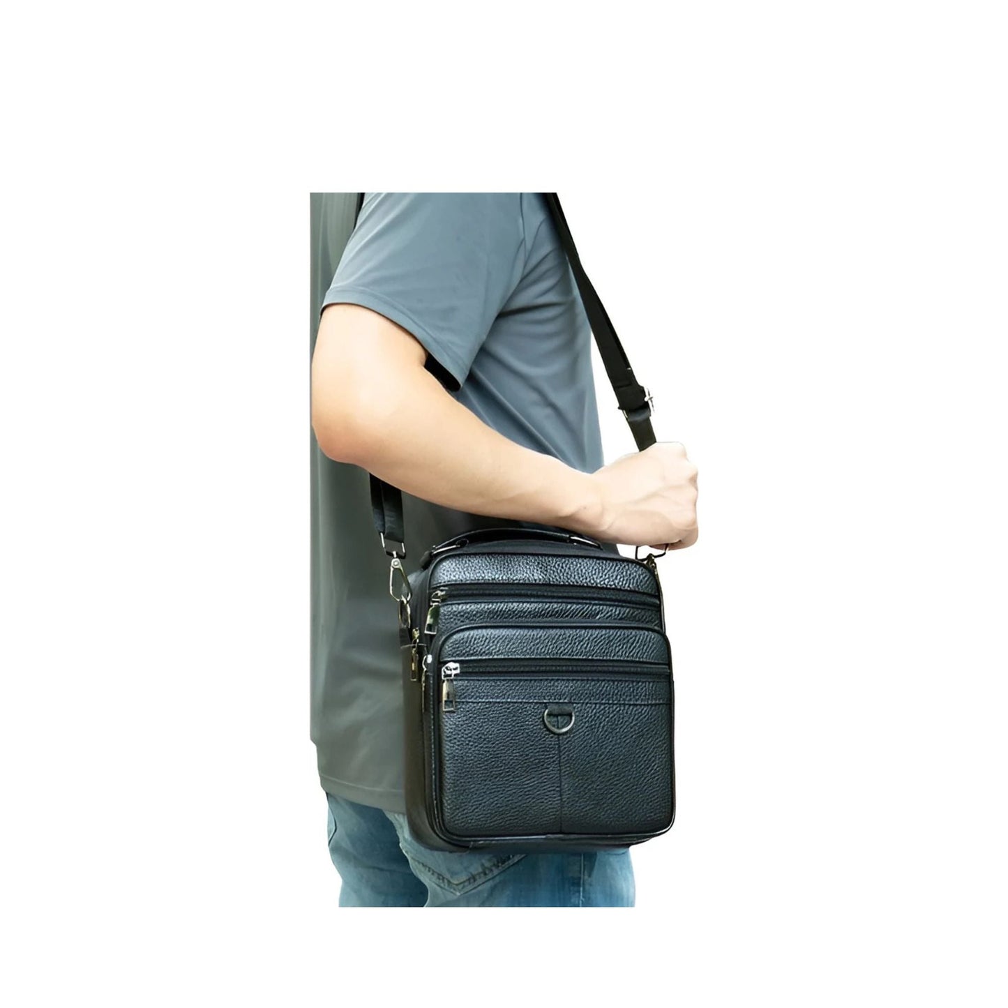 CarryQuest® - Koehuid Schoudertas Heren - Handtassen - Crossbody Tas - Koffie