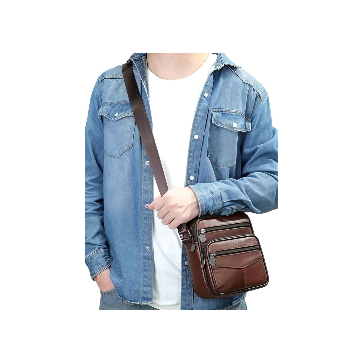CarryQuest® - Koehuid Schoudertas Heren - Handtassen - Crossbody Tas - Zwart