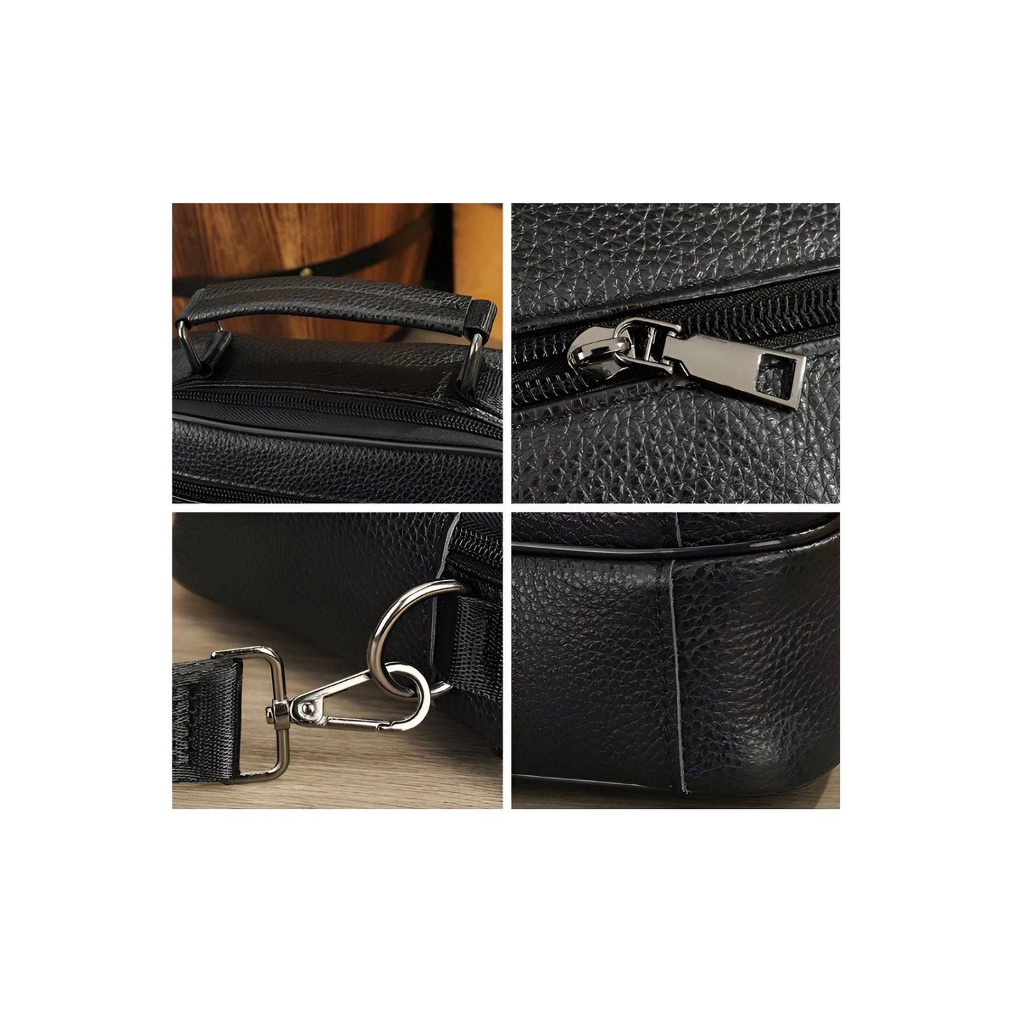 CarryQuest® - Koehuid Schoudertas Heren - Handtassen - Crossbody Tas - Zwart