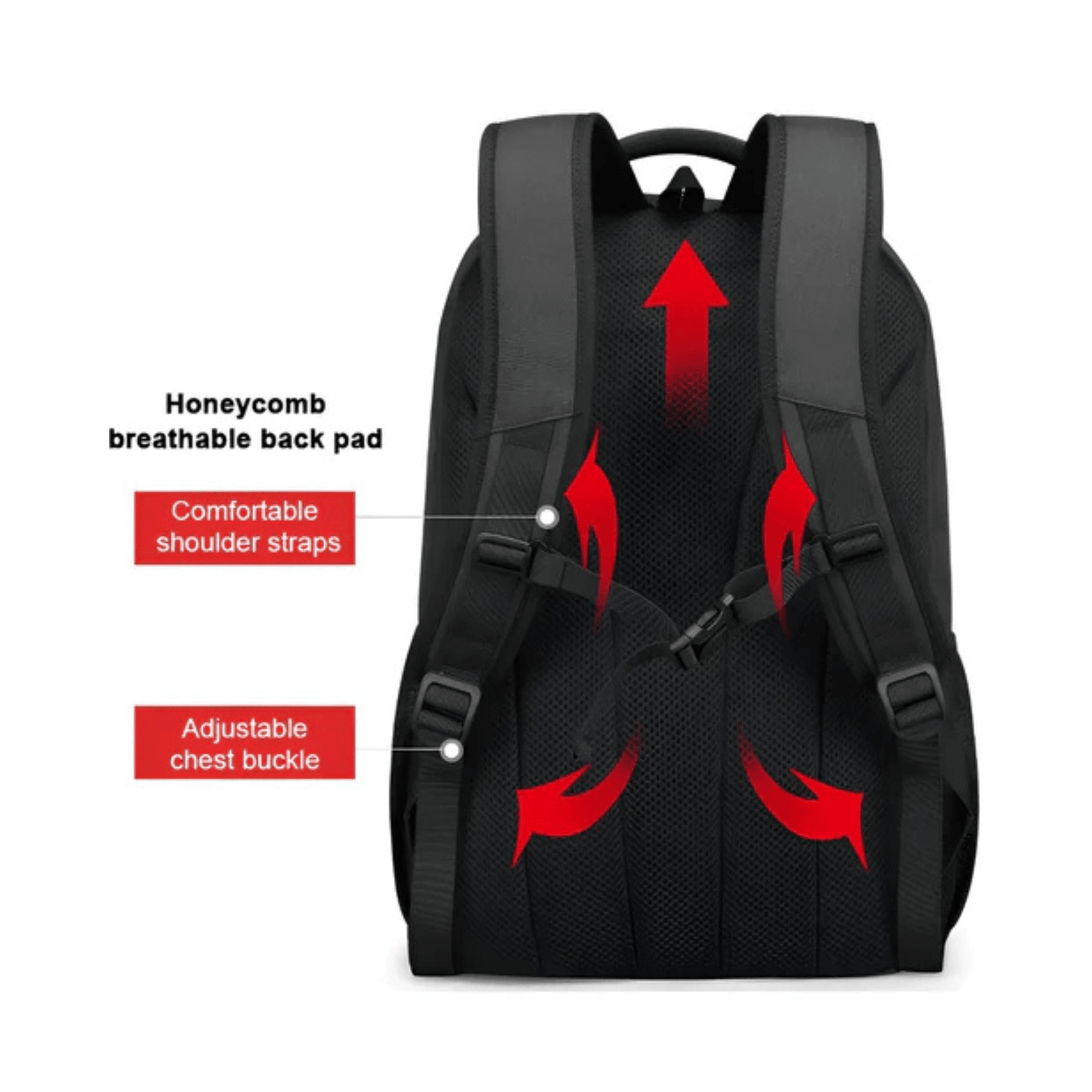 CarryQuest® - Laptop Rugzak 15.6" - Grote Capaciteit + Waterdicht + USB - Zwart