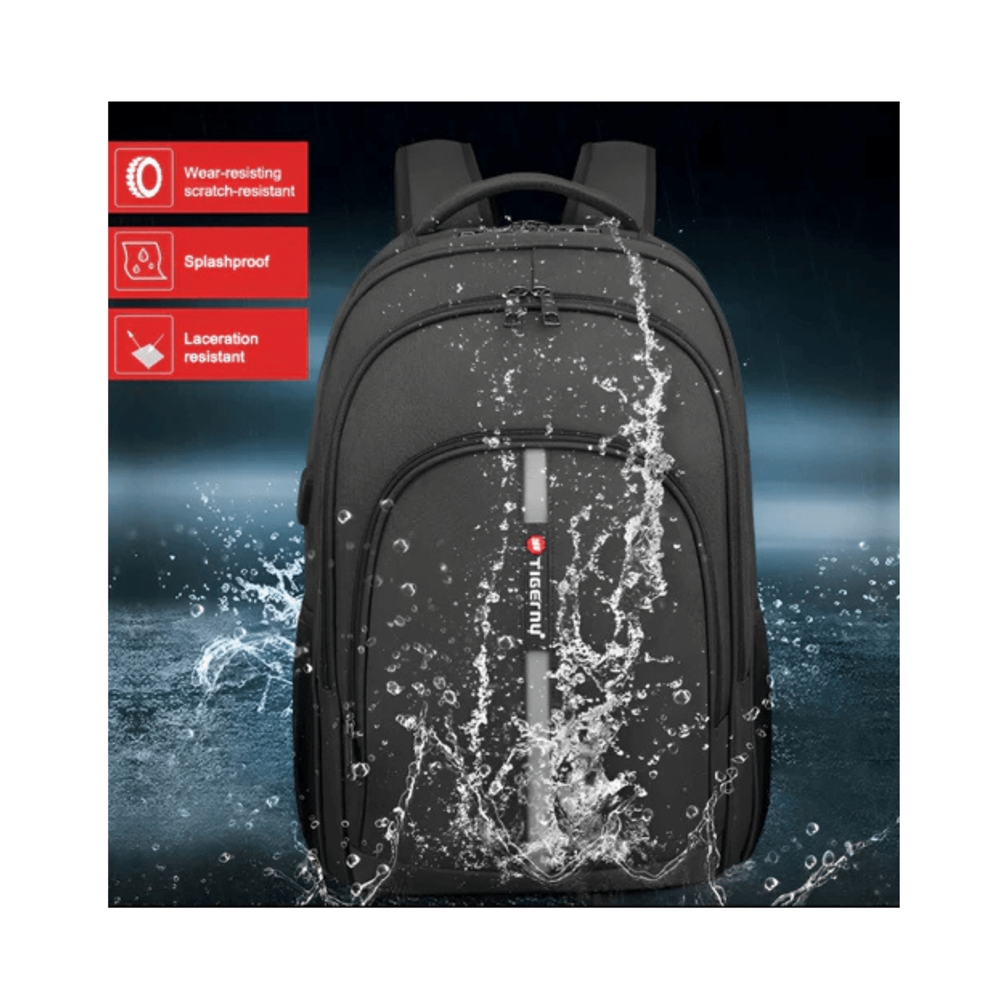 CarryQuest® - Laptop Rugzak 15.6" - Grote Capaciteit + Waterdicht + USB - Zwart