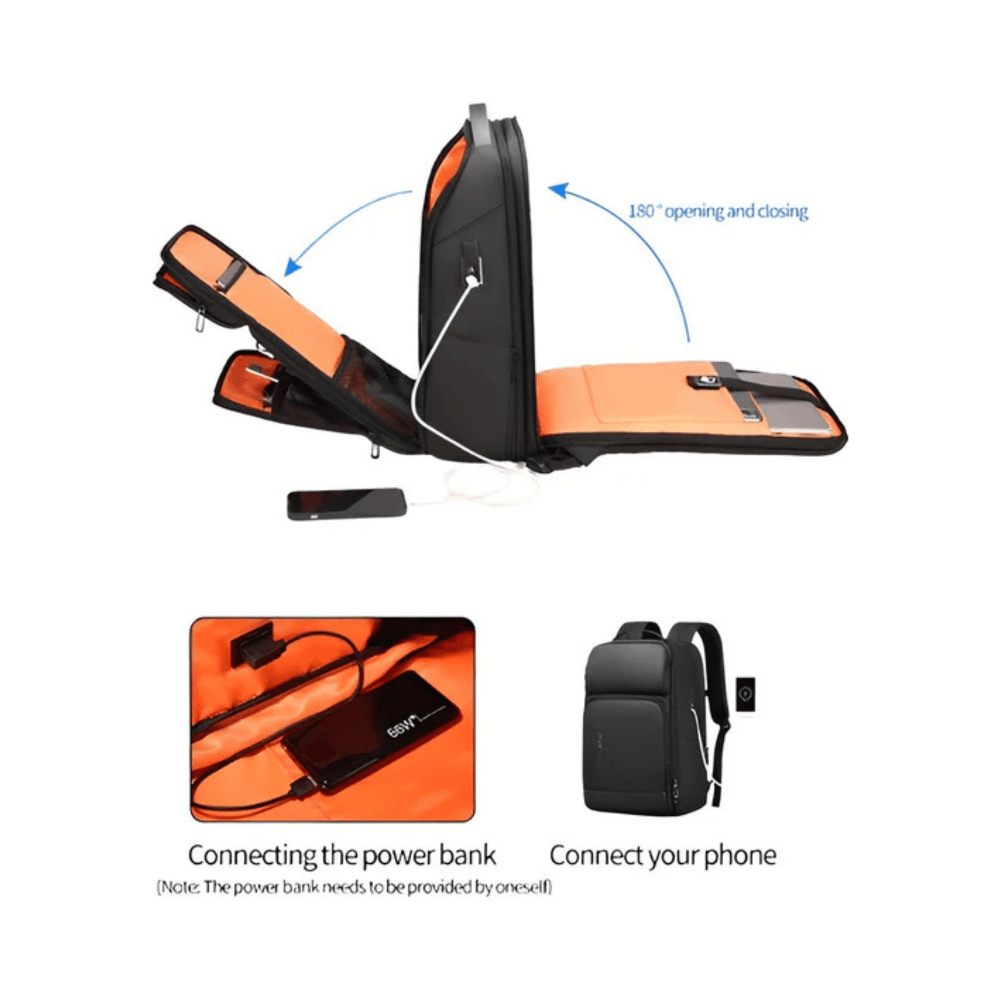 CarryQuest® - Laptop Rugzak - USB Oplaadfunctie - 35L - Laptopvak tot 15.6 inch - Grijs