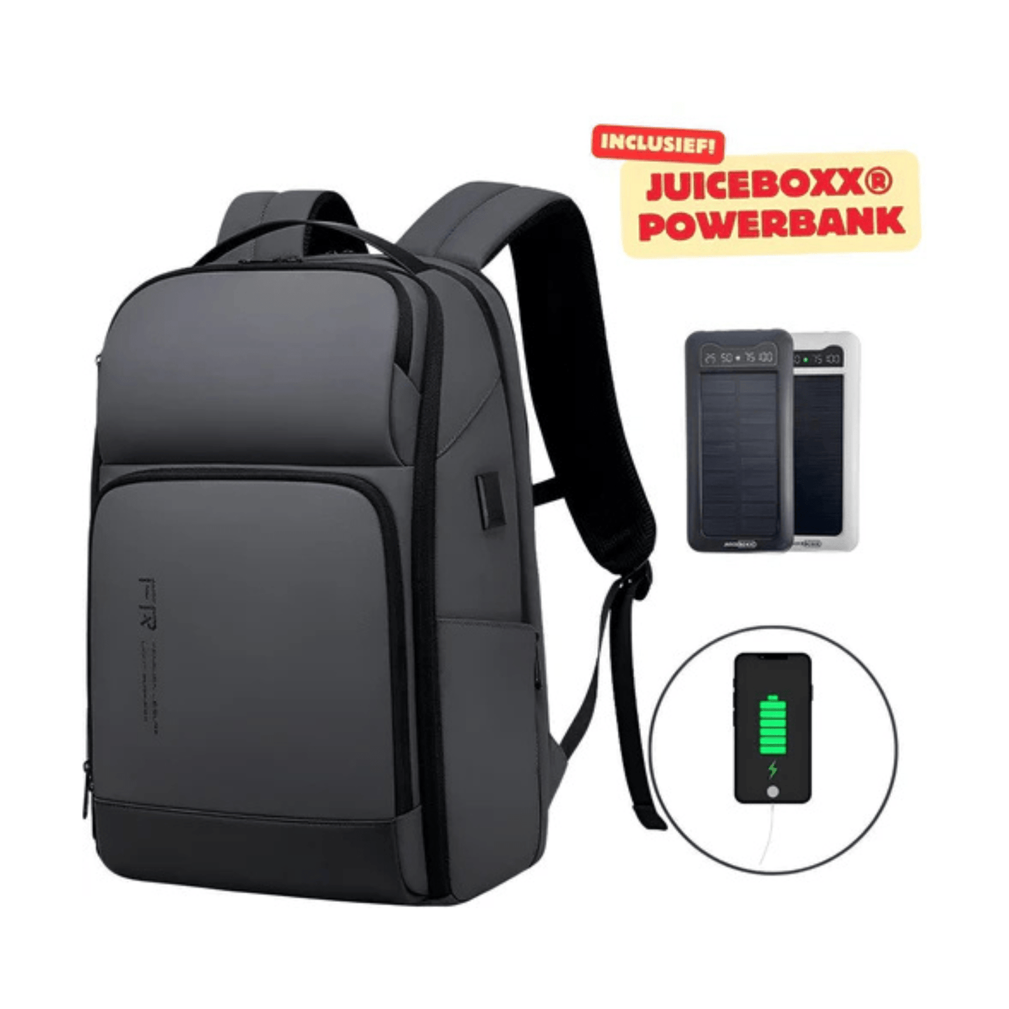 CarryQuest® - Laptop Rugzak - USB Oplaadfunctie - 35L - Laptopvak tot 15.6 inch - Grijs