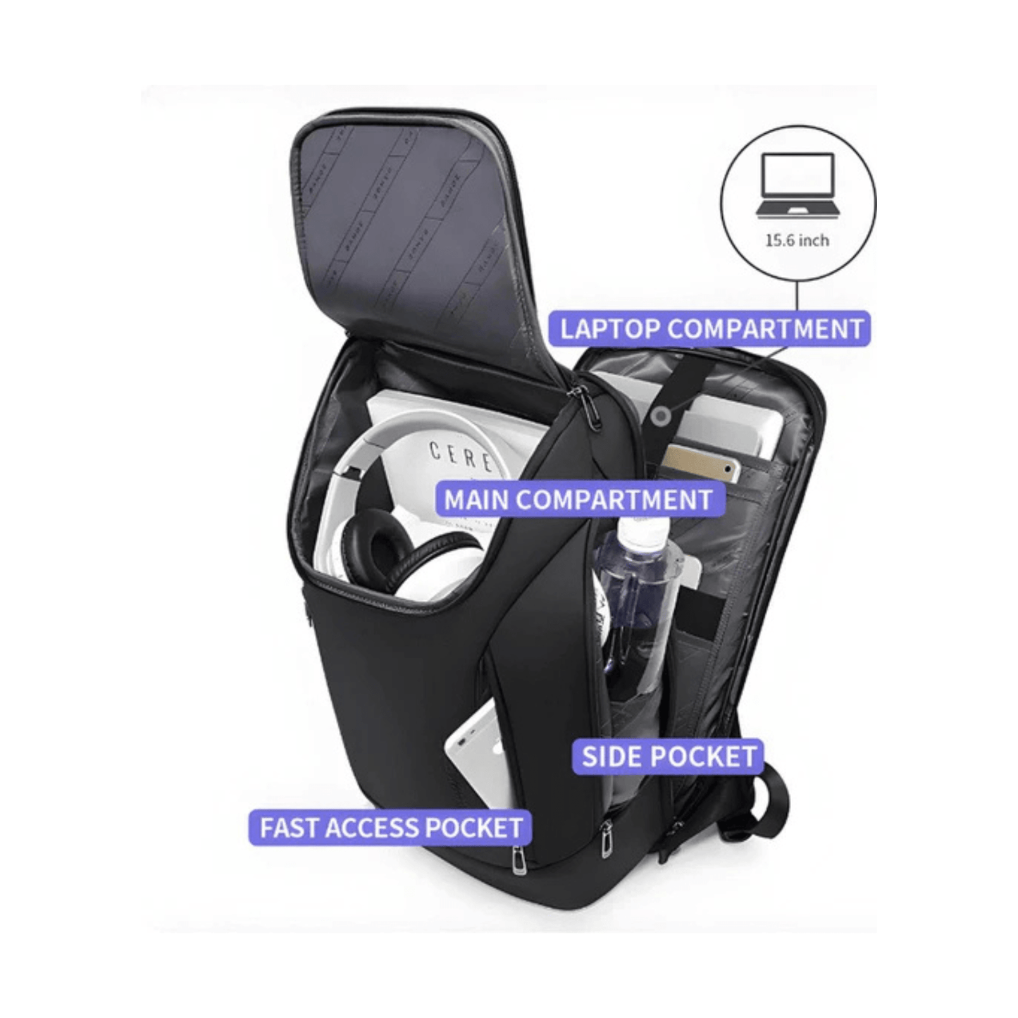CarryQuest® - Laptoptas - Rugzak - Business - Waterdicht - Backpacks - Zwart