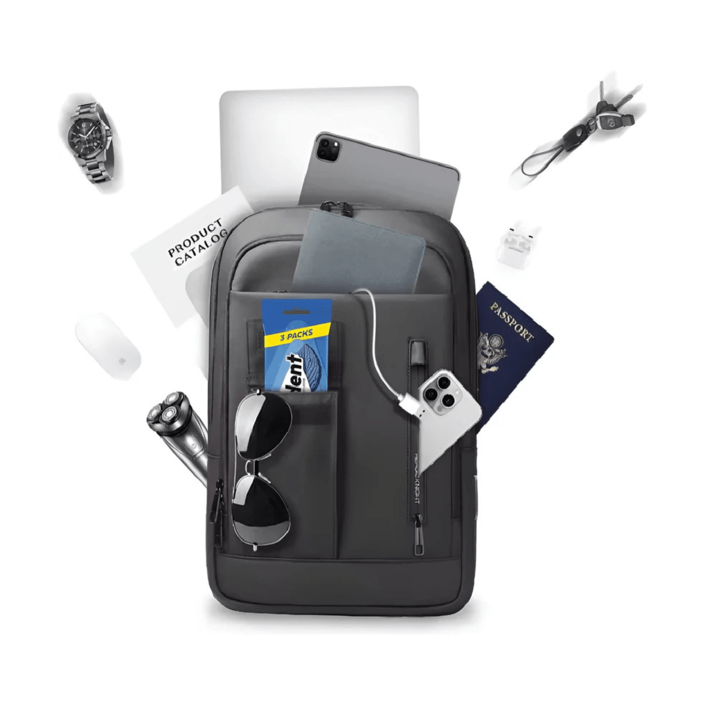 CarryQuest® - Laptoptas - Rugzak - Mannen - 15.6 Inch - Waterdicht - Lichtgewicht - Zwart