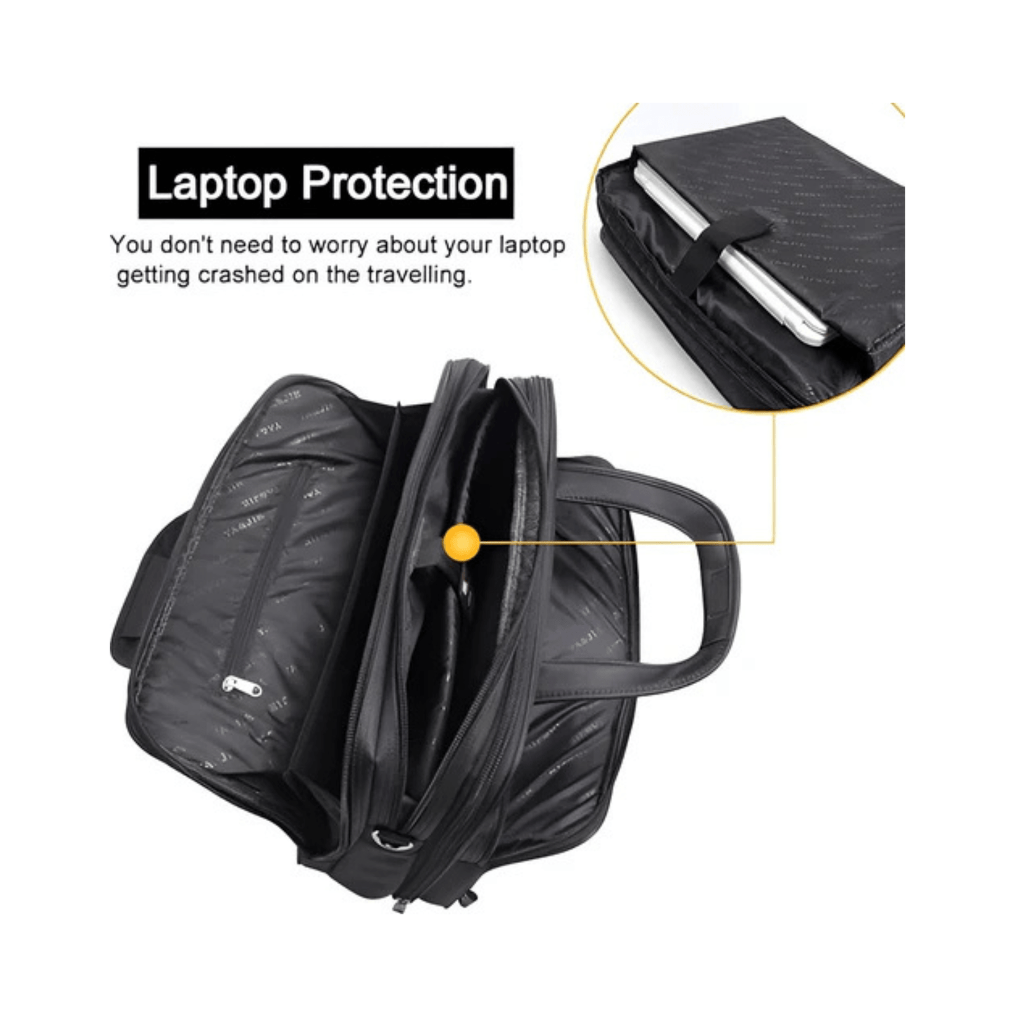 CarryQuest® - Laptoptas - Super Capaciteit Heren Laptop Aktetas - Geschikt voor 15 inch Laptops - Zwart