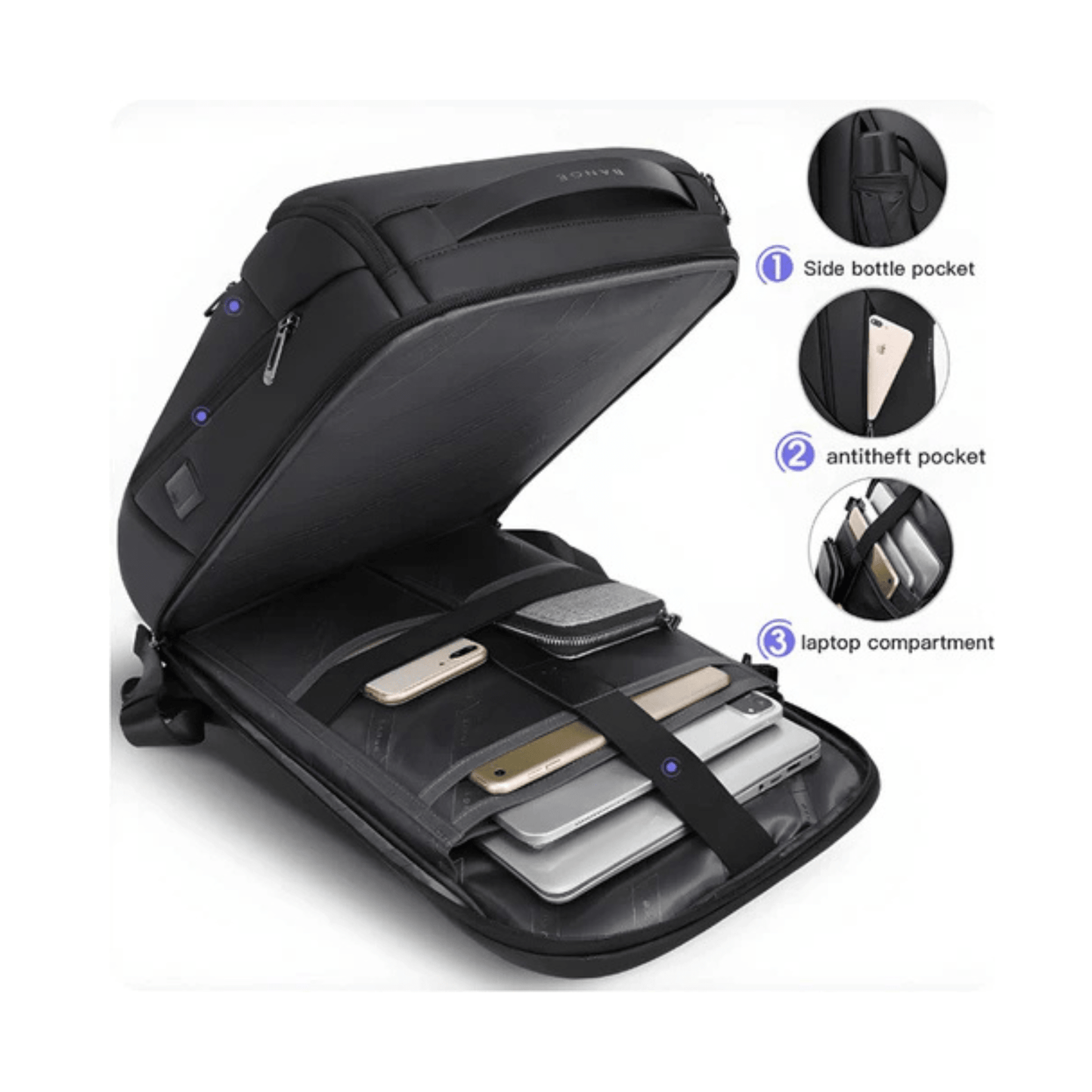 CarryQuest® - Laptoptas - Waterdicht - Nu inclusief JuiceBoxx® Powerbank - Grijs