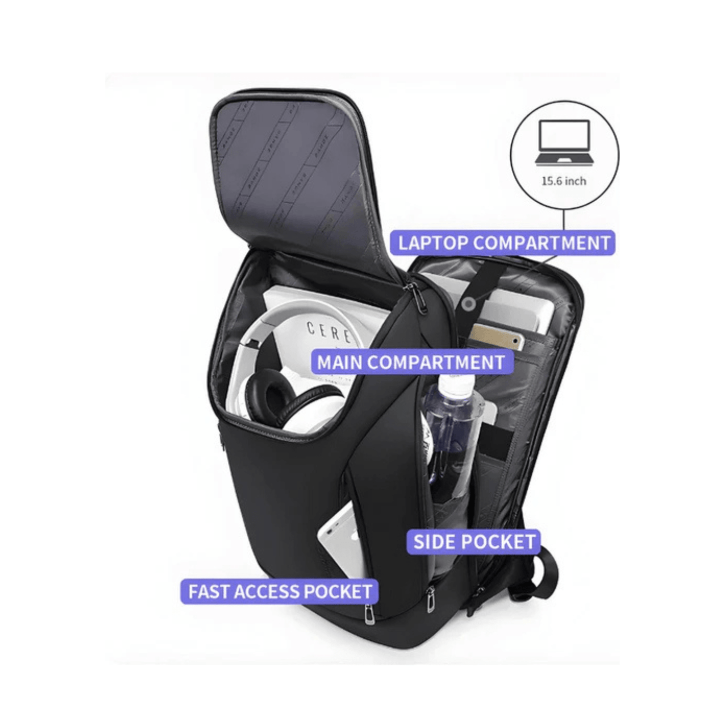 CarryQuest® - Laptoptas - Waterdicht - Nu inclusief JuiceBoxx® Powerbank - Grijs