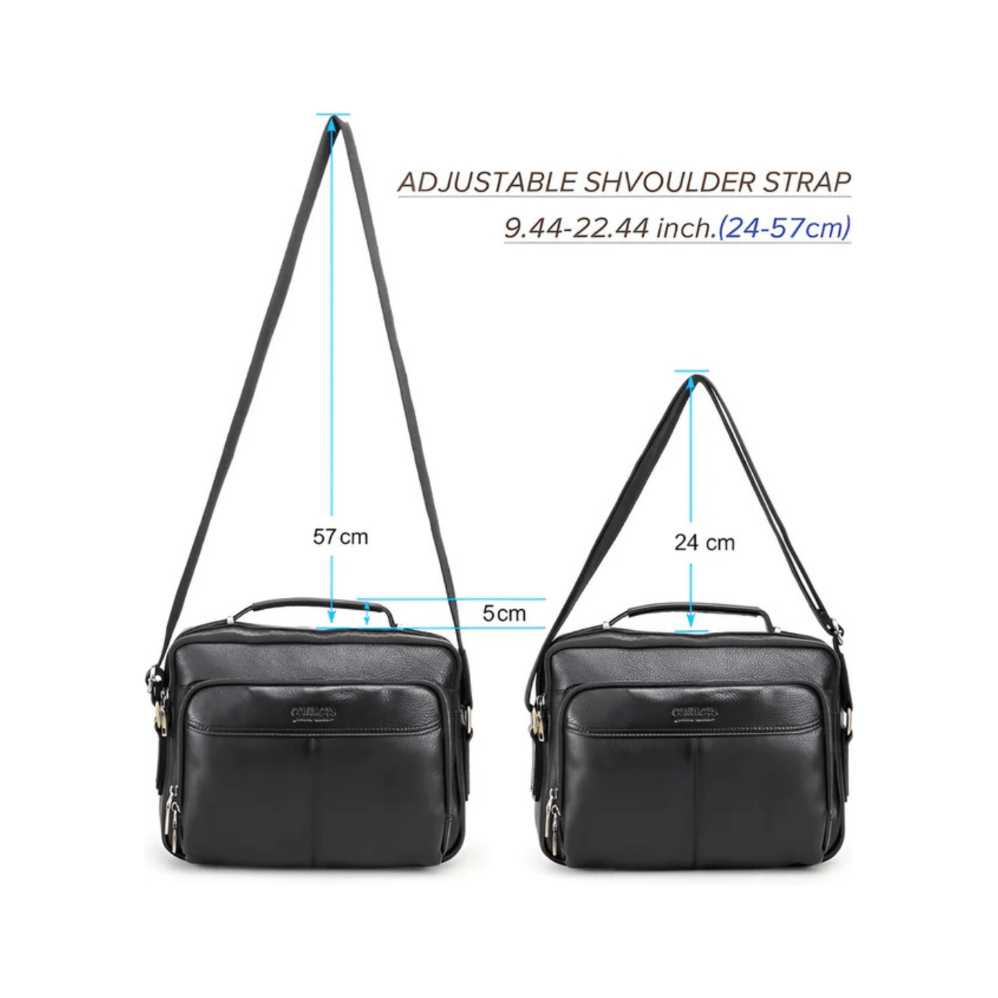 CarryQuest® - Leren Heren Schoudertas - Grote Capaciteit Handtassen - Koerierstas - Zwart