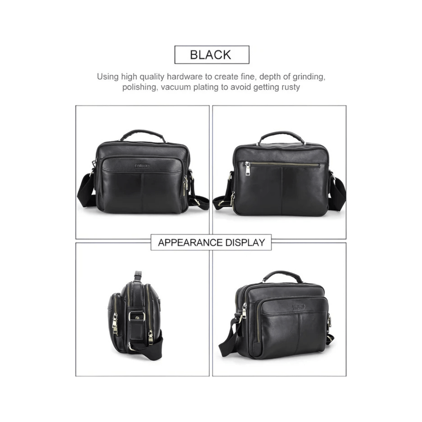 CarryQuest® - Leren Heren Schoudertas - Grote Capaciteit Handtassen - Koerierstas - Zwart