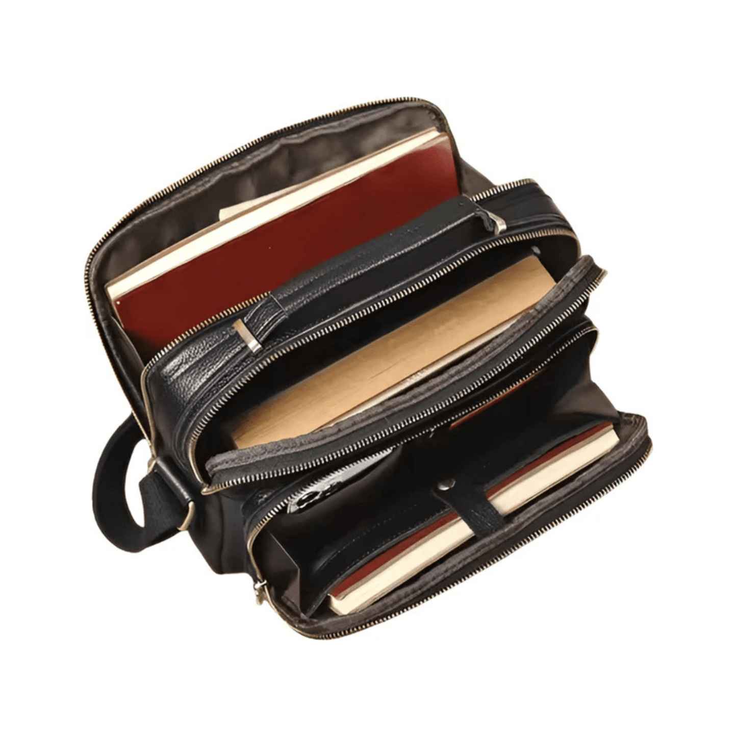 CarryQuest® - Leren Heren Schoudertas - Grote Capaciteit Handtassen - Koerierstas - Zwart