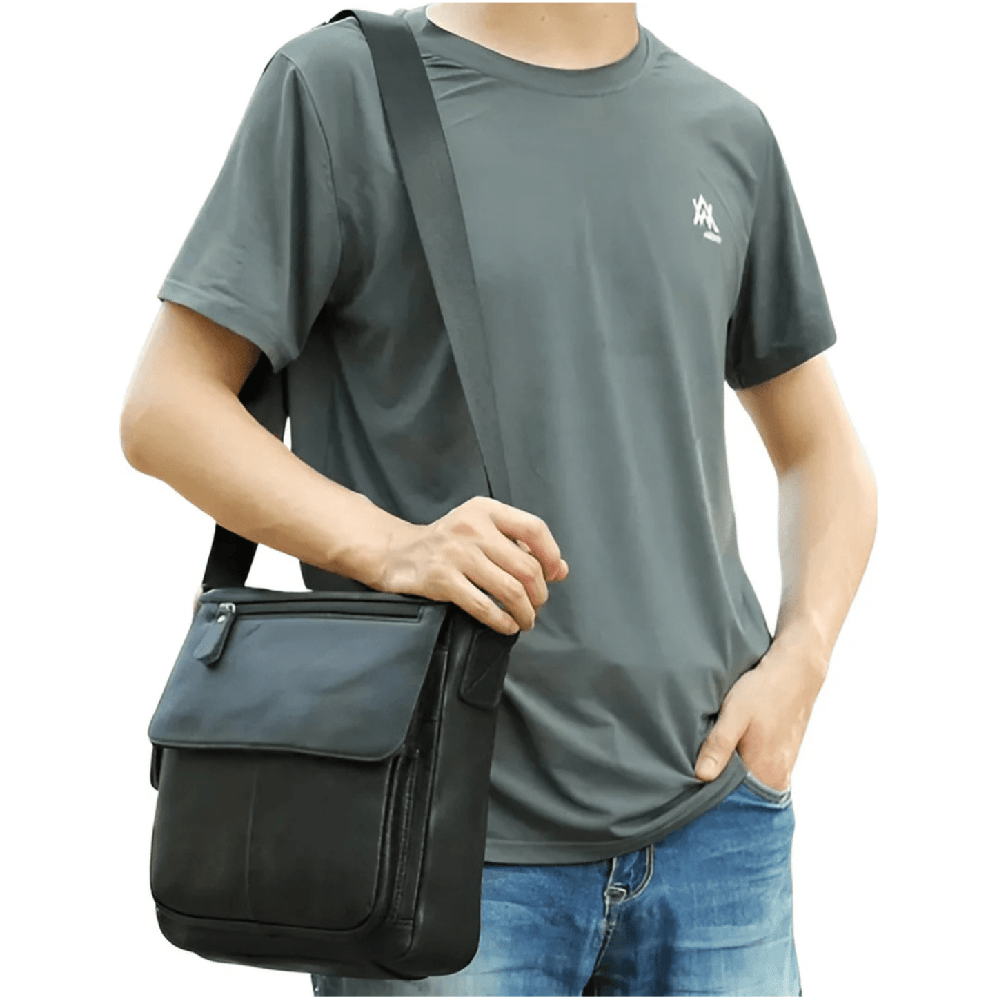 CarryQuest® - Mannen Schoudertas - Handtas Heren Sling Pack Voor Werk - Zwart