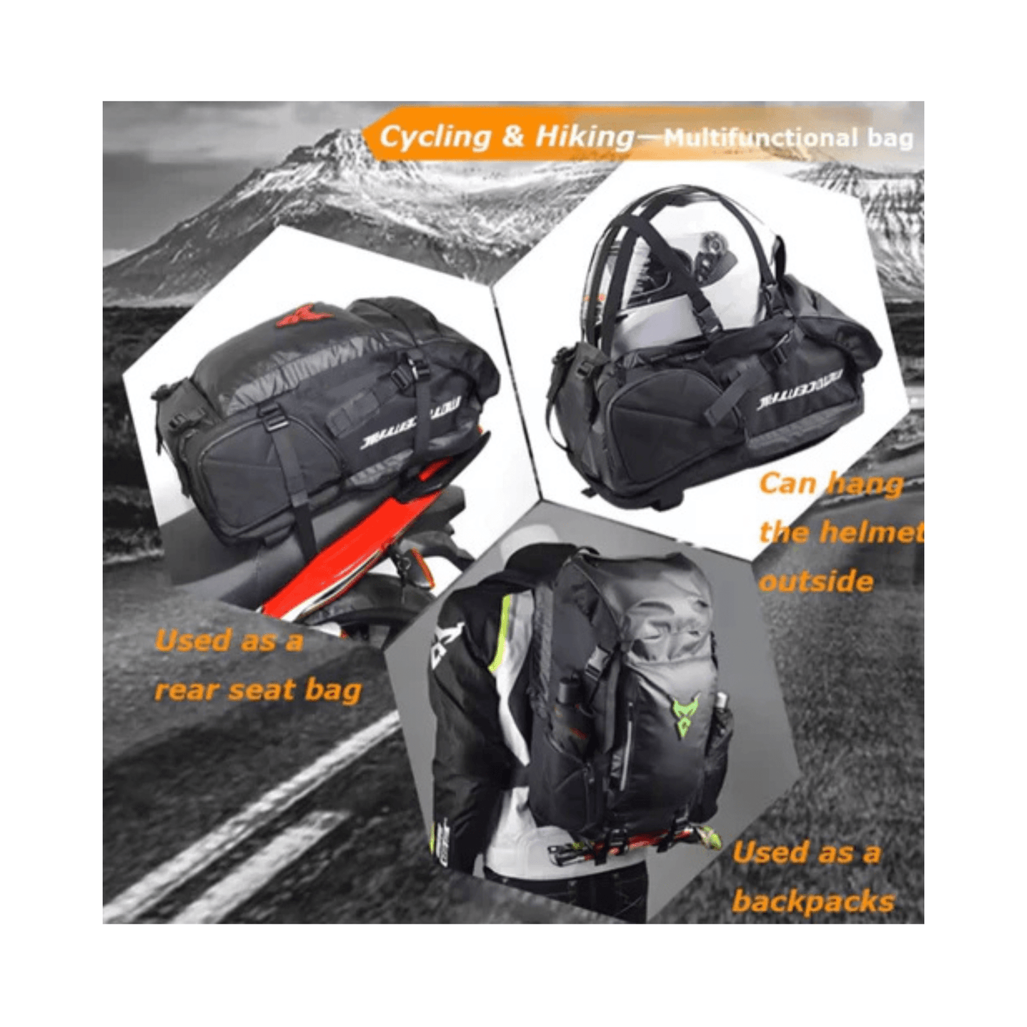 CarryQuest® - Motor Rugzak - 48L - Waterdichte Rugzak - Motortransport - Laptop Backpack - Zwart/Groen