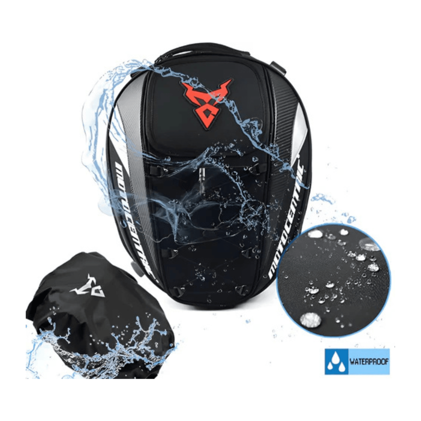 CarryQuest® - Motor Rugzak - Motor Zadeltas en Motor Rugzak - Motorhelm Tas - 48L - Staarttas - Handtas - Zwart / Rood