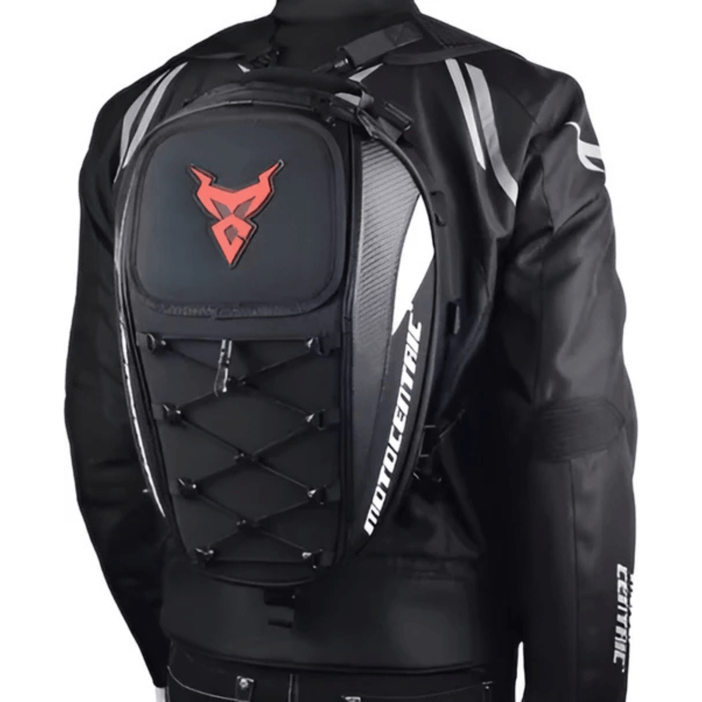 CarryQuest® - Motor Rugzak - Motor Zadeltas en Motor Rugzak - Motorhelm Tas - 48L - Staarttas - Handtas - Zwart / Rood