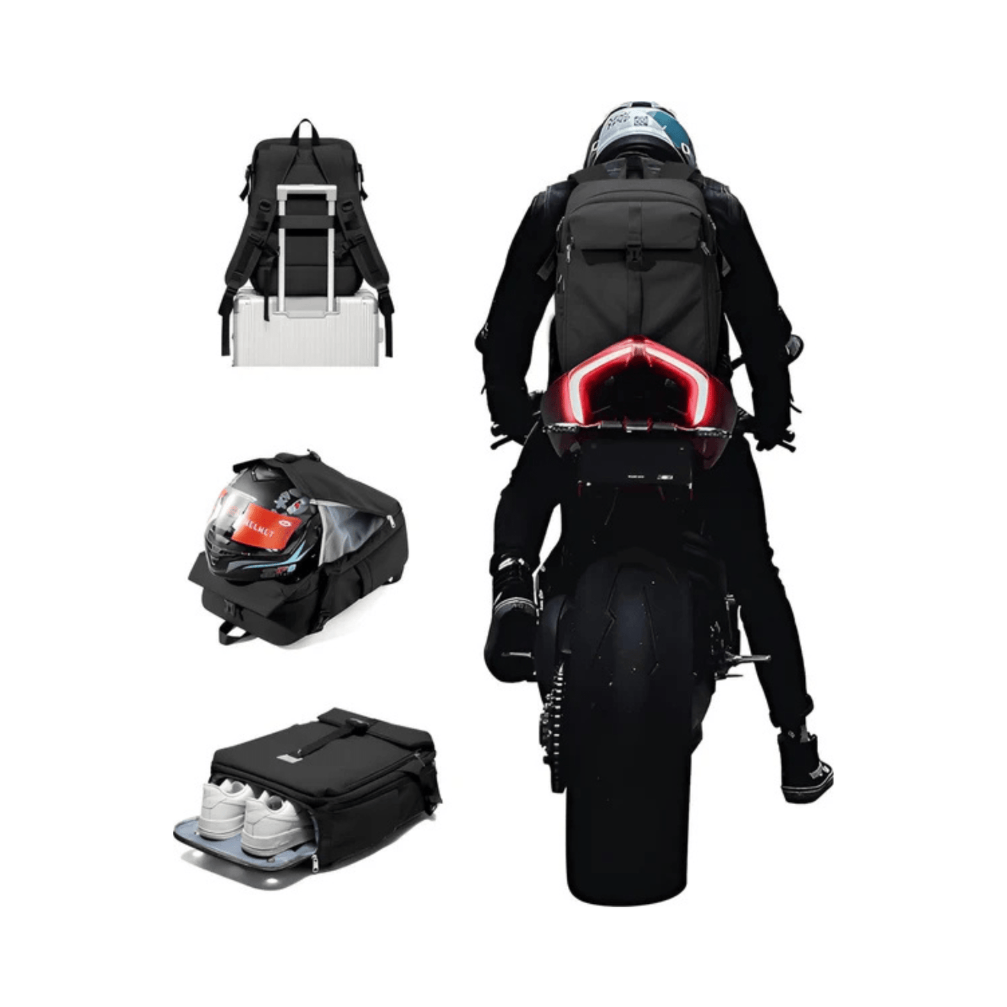 CarryQuest® - Motor Rugzak - Waterdichte Rugzak - Duurzaam Nylon - Schouderbanden - Zwart
