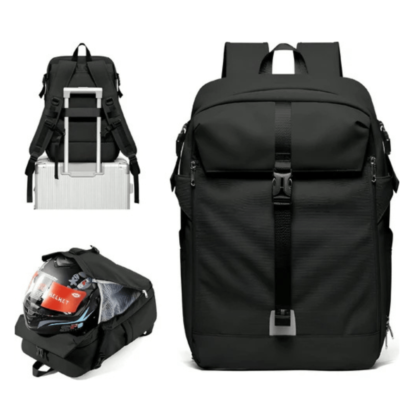 CarryQuest® - Motor Rugzak - Waterdichte Rugzak - Duurzaam Nylon - Schouderbanden - Zwart