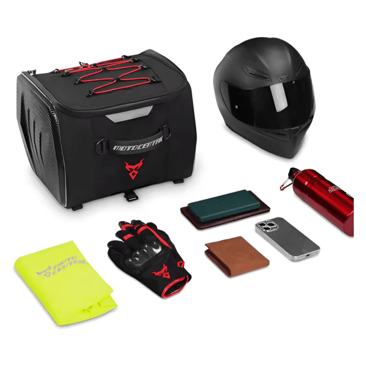 CarryQuest® - Motor Rugzak - Zadeltas Motor - Motorrugzak - 25L Capaciteit + Reflecterende Strips - Rood