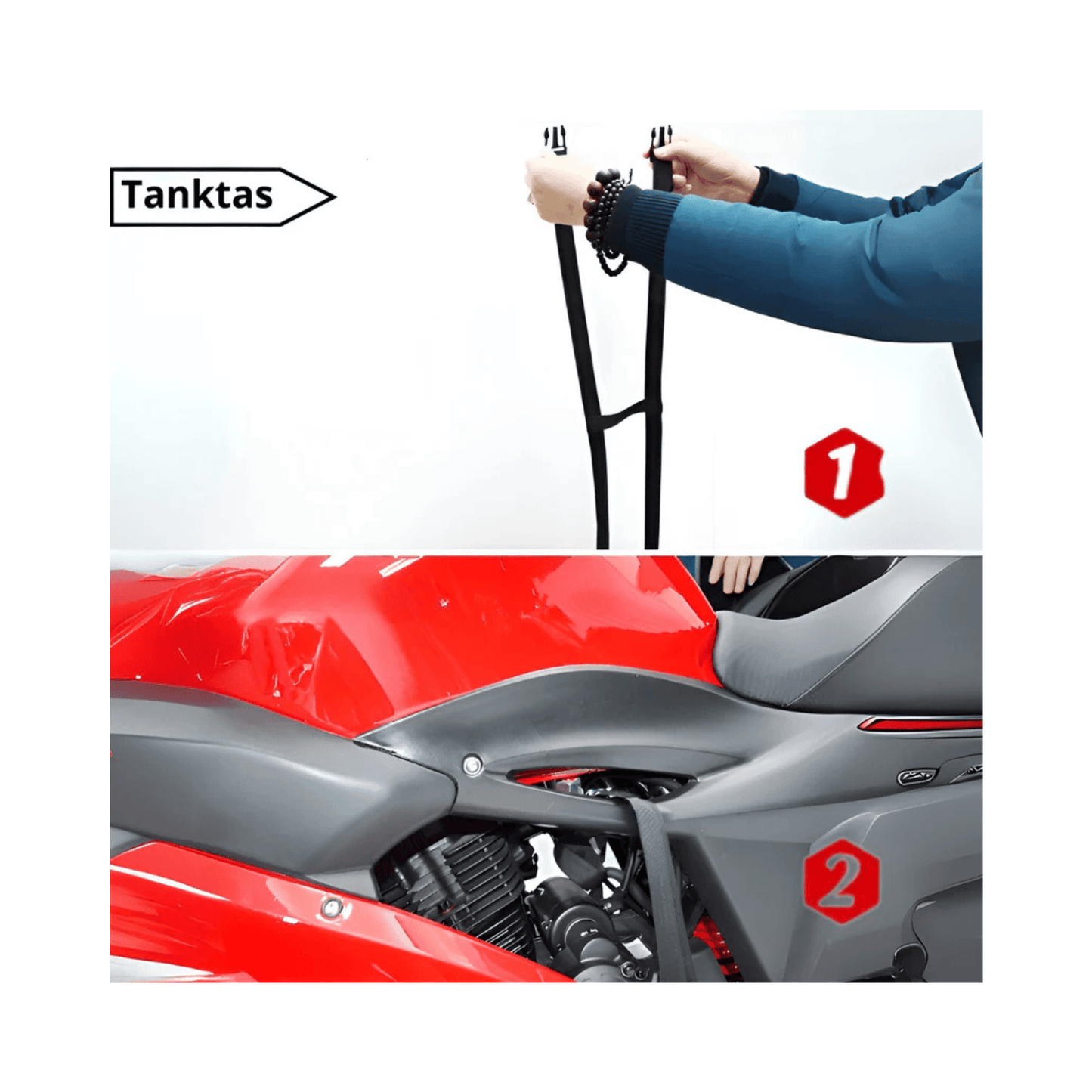 CarryQuest® - Motor Tanktas en Zadeltas in 1 - Motor Zadeltas - 11,5L Voor + 15L Achter - Rood