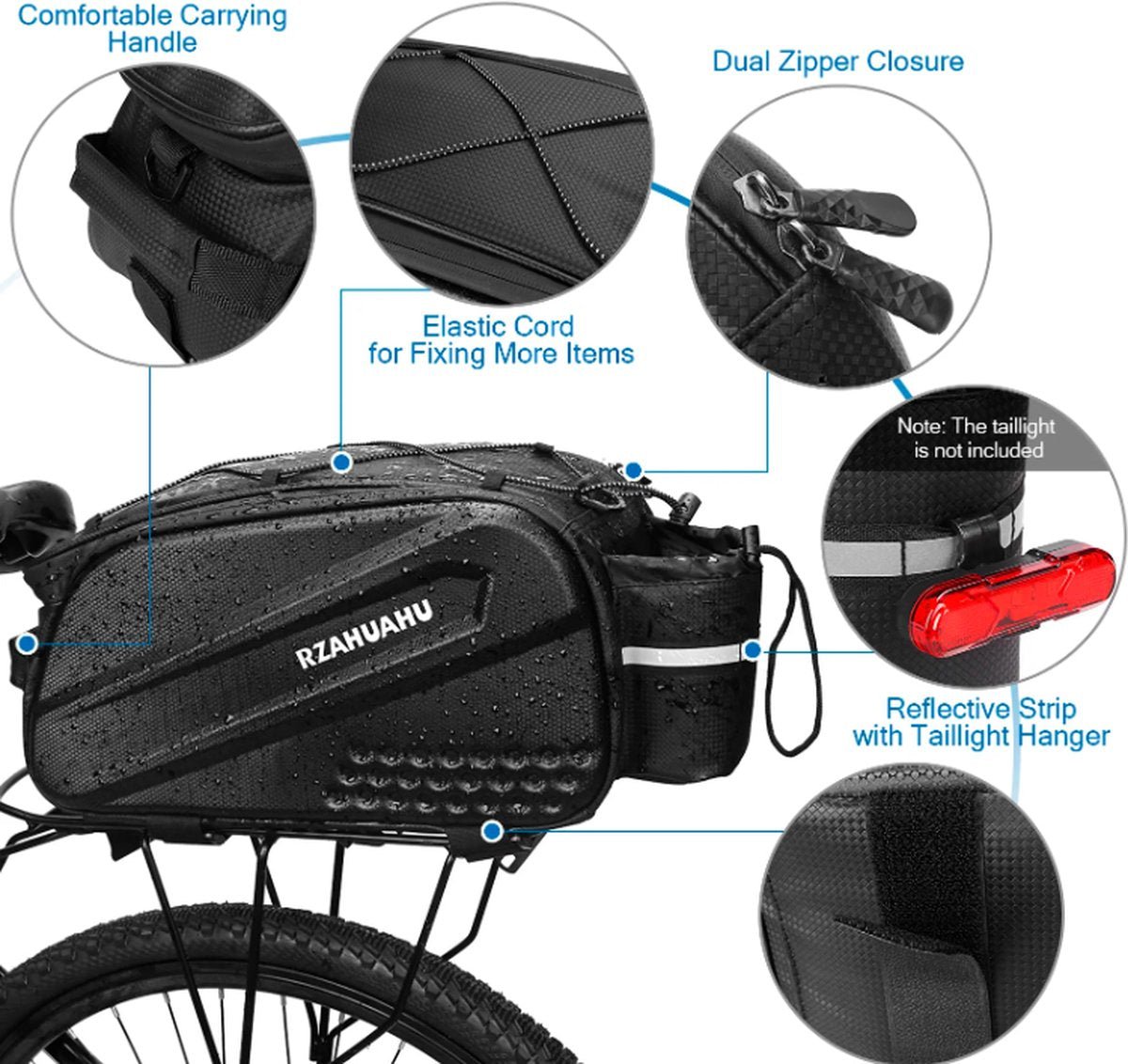 CarryQuest® - Multifunctionele Fietstas 10L - Duurzaam & Waterdicht - Ruimte voor Lunchpakket, Waterflessen & Gereedschap - Fietsen, Bagagedrager, Handtas, Schoudertas - Bestel...