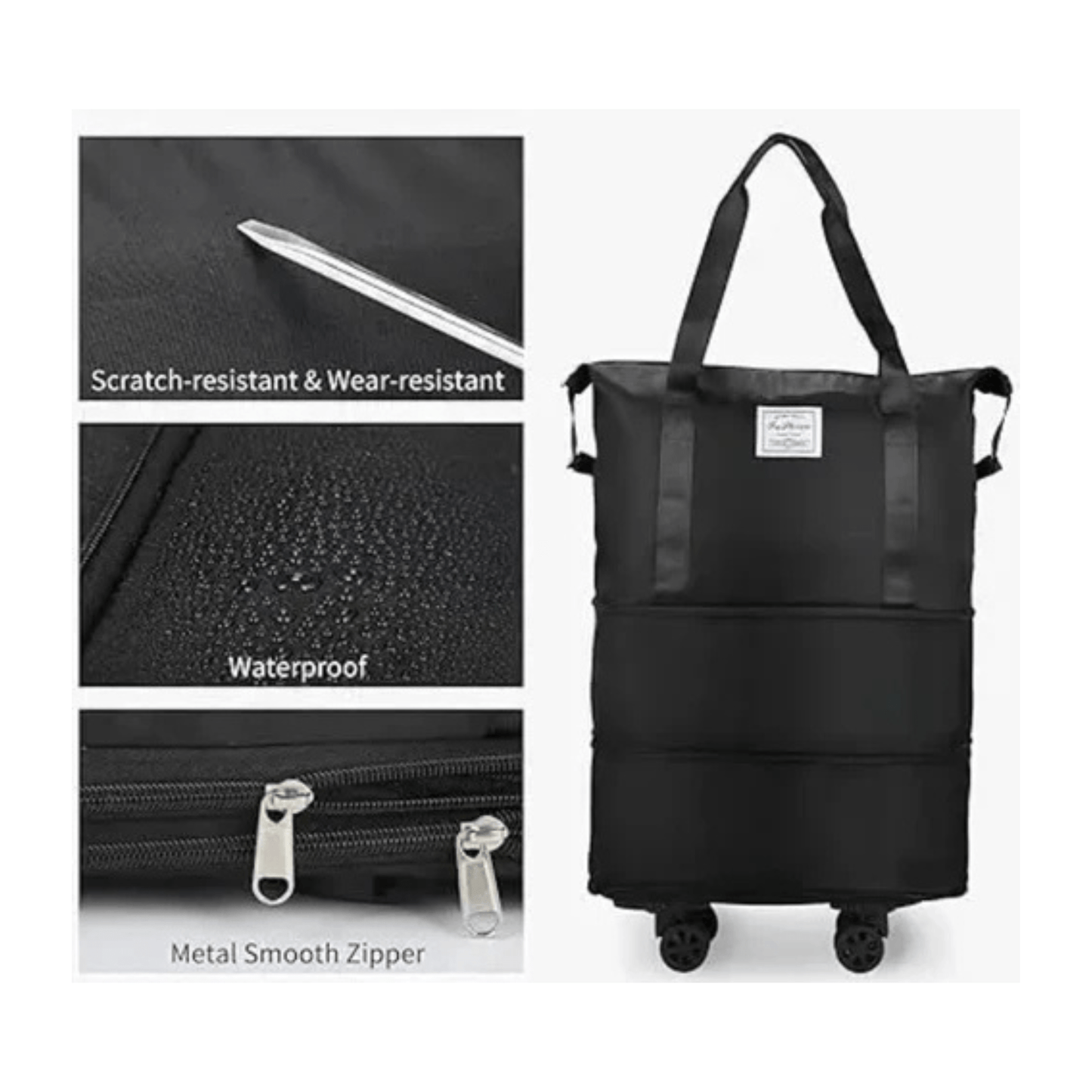 CarryQuest® - Opvouwbare Reistassen - Oxford - Waterbestendig - Duurzaam - Ritssluiting - Casual Stijl - Zwart