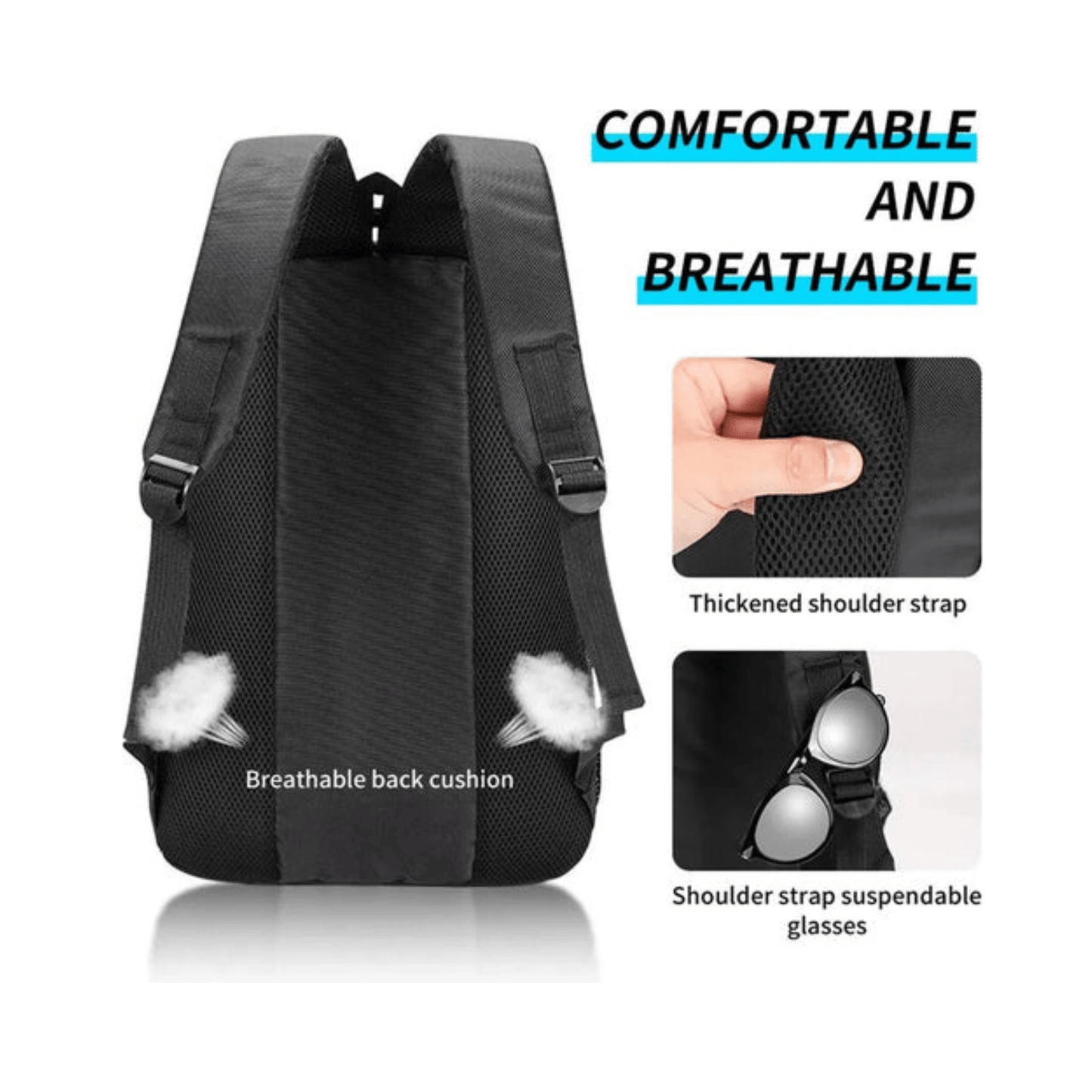 CarryQuest® - Outdoor Travel Custom Design School Backpack - Schoolreizen - Zwart
