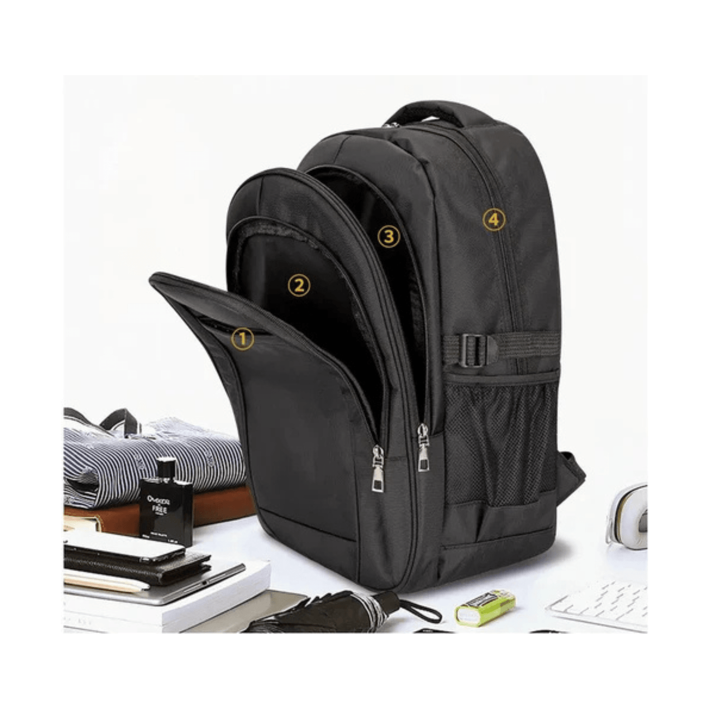 CarryQuest® - Outdoor Travel - Schoolrugzak - Duurzaam - Dagelijks gebruik - Zwart