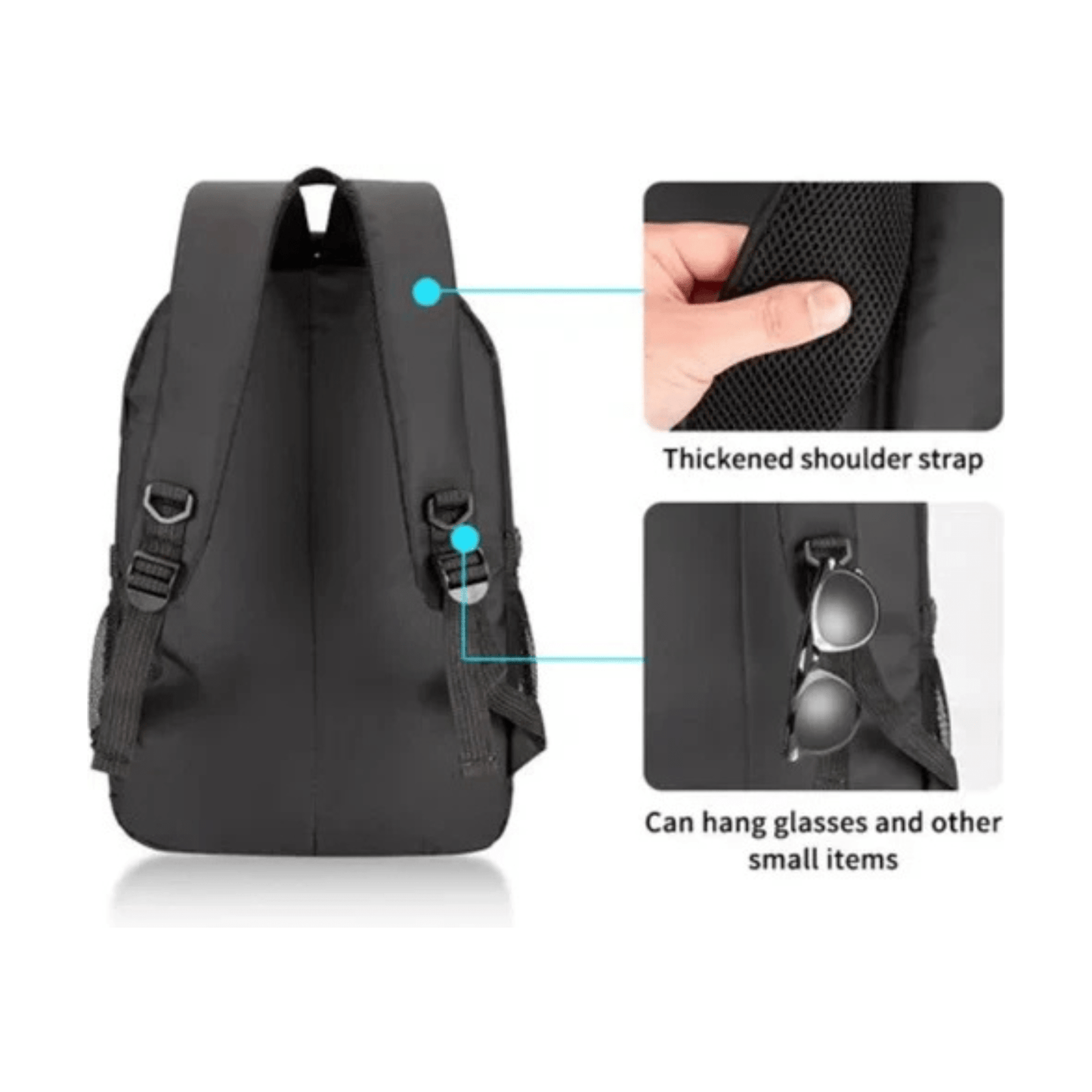 CarryQuest® - Outdoor Travel - Schoolrugzak - Duurzaam - Dagelijks gebruik - Zwart