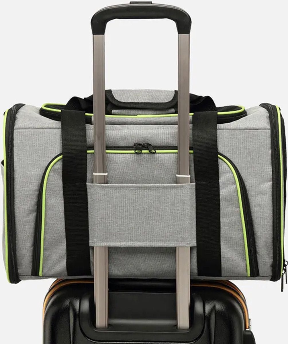 CarryQuest® - Poesen Honden Draagtas - Huisdierendrager Uitbreidbaar - 2 - zijdig - 46x25x25cm - Luchtvaartmaatschappij Goedgekeurd - Grijs - Blauw