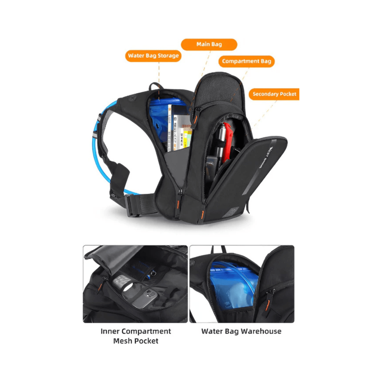 CarryQuest® - Professionele Sport Rugzak 20L - Waterzak Compatibel - Wandelrugzak - Zwart
