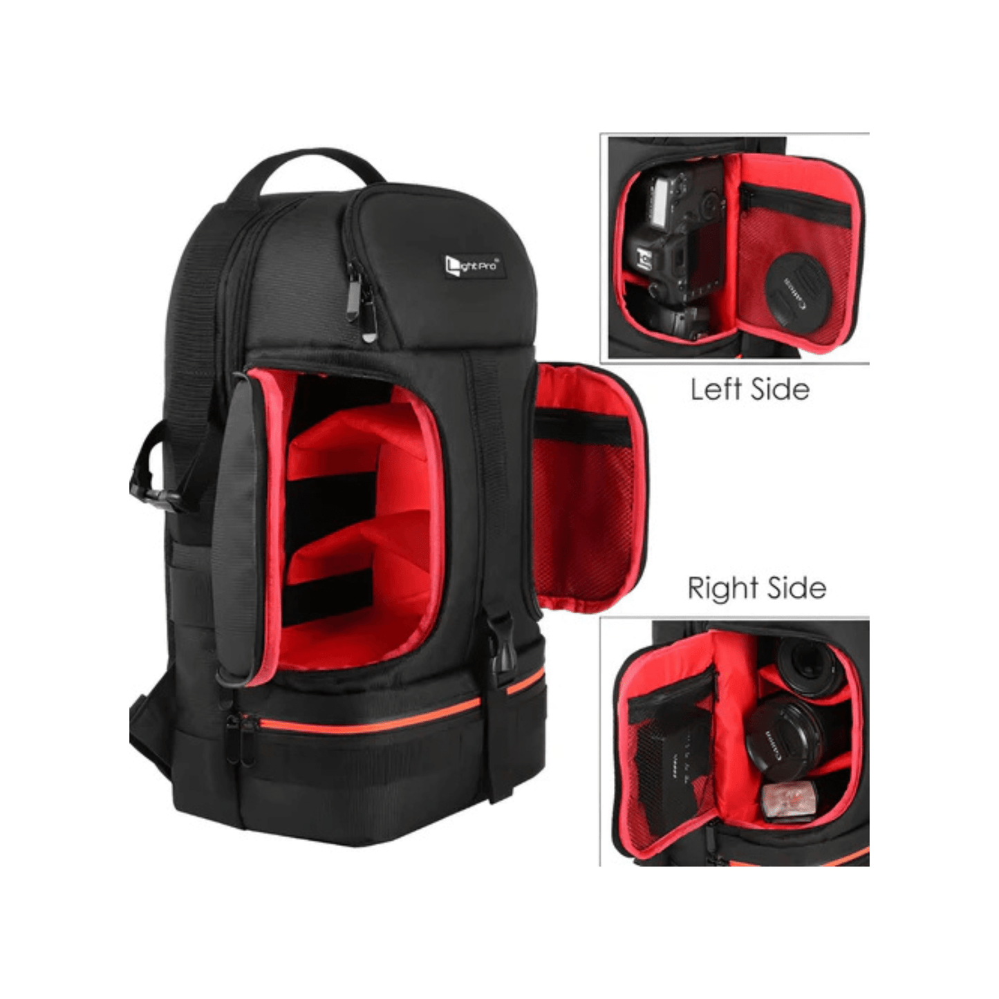 CarryQuest® Professionele Waterdichte Camera Schouders Rugzak - DSLR + 3 Lenzen + 2 Statieven - Oranje
