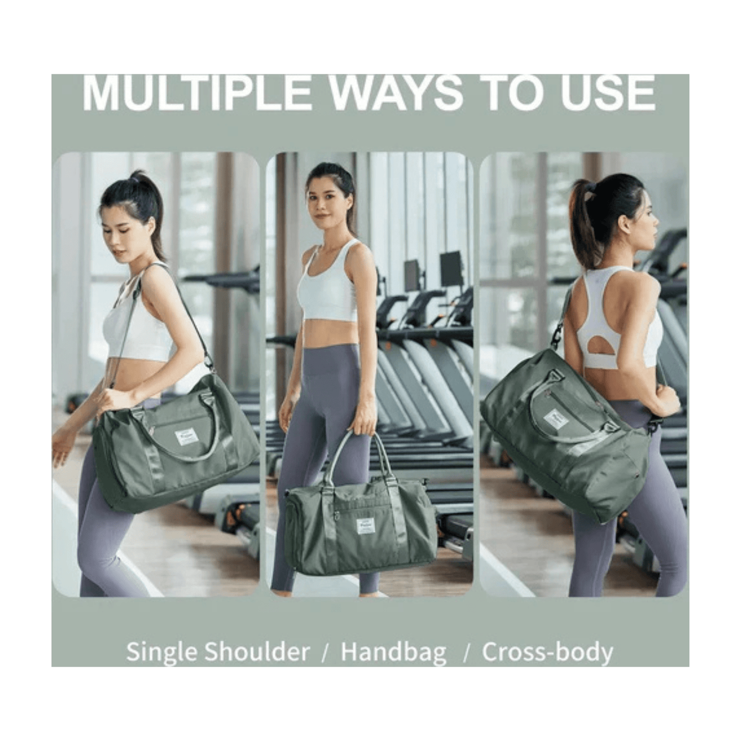 CarryQuest® - Reistassen Handbagage - Weekendtas - Reis - Yoga - Sport - Donker Groen