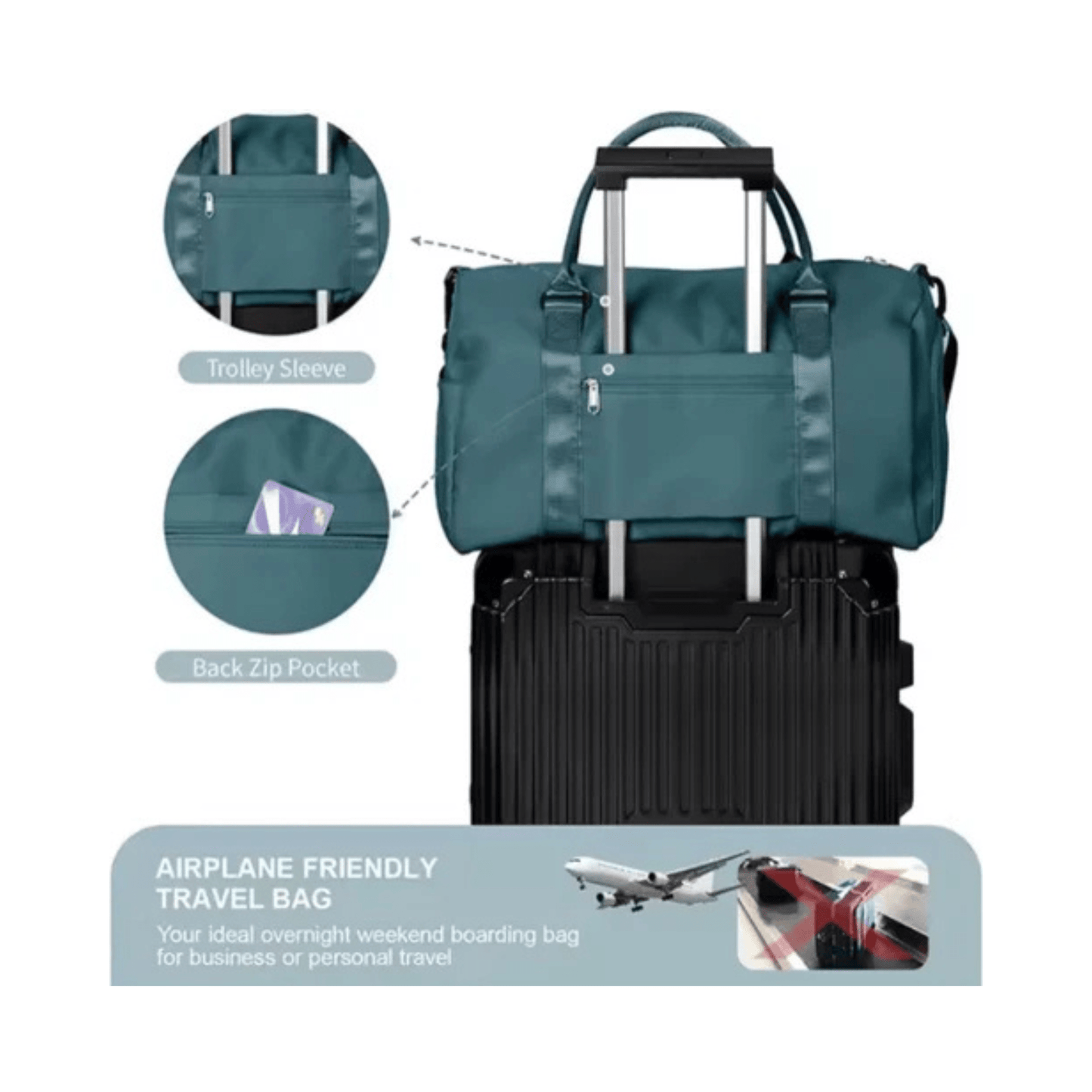 CarryQuest® - Reistassen Handbagage - Weekendtas - Reis - Yoga - Sport - Donker Groen