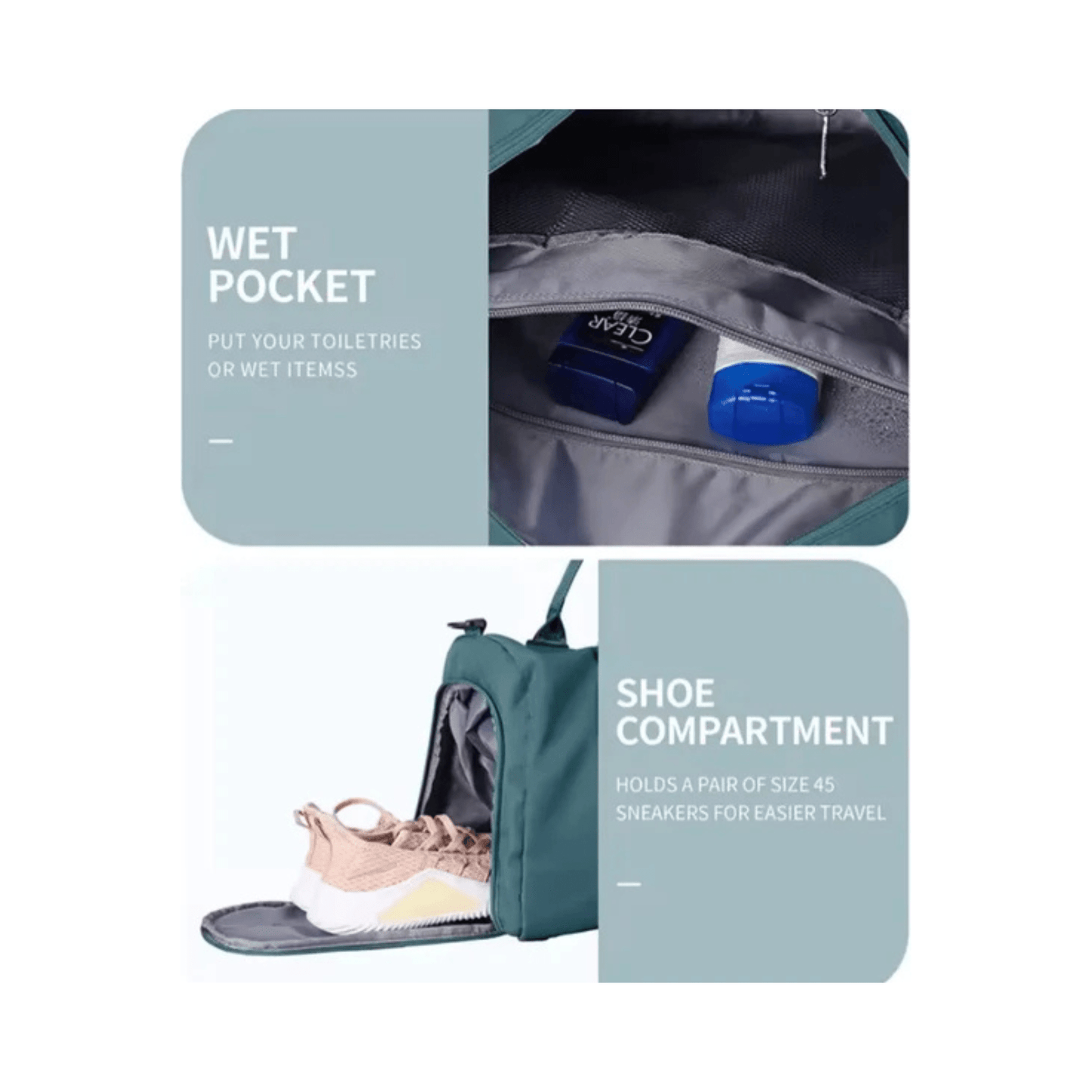 CarryQuest® - Reistassen Handbagage - Weekendtas - Reis - Yoga - Sport - Donker Groen