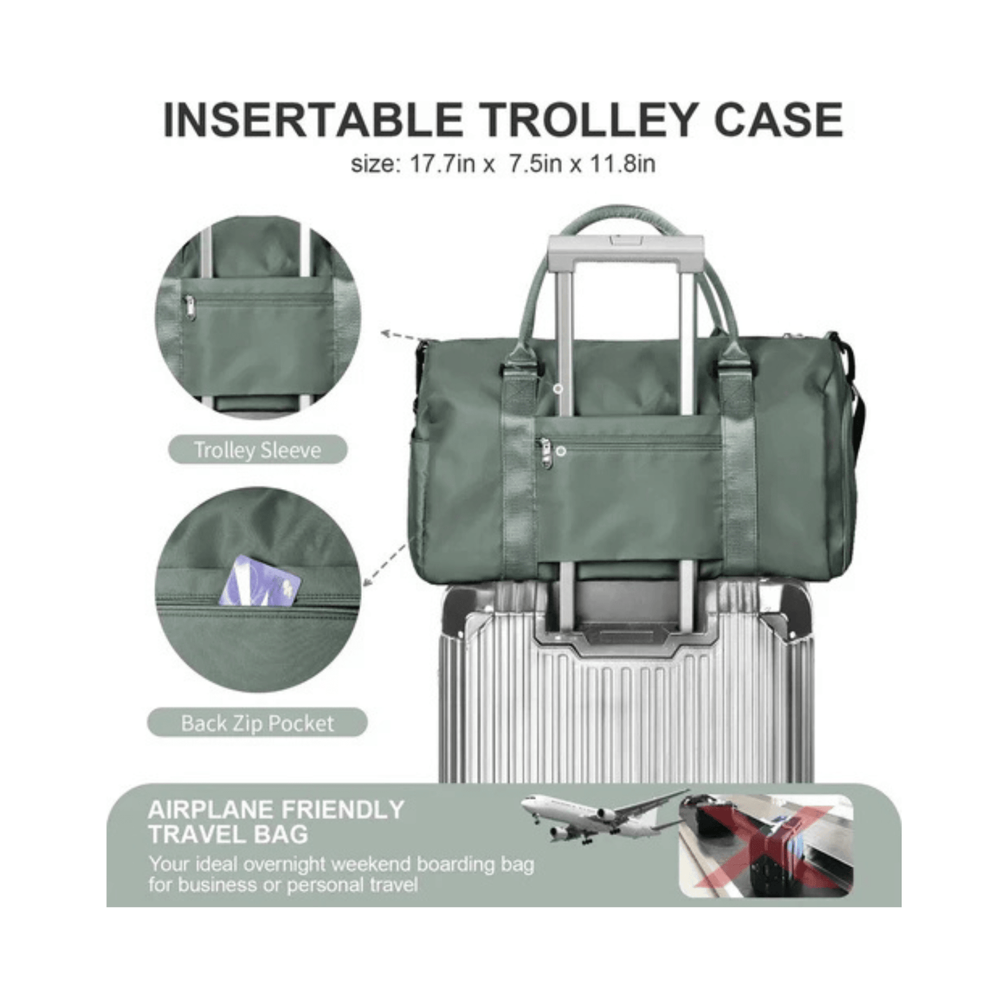 CarryQuest® - Reistassen Handbagage - Weekendtas - Reis - Yoga - Sport - Groen