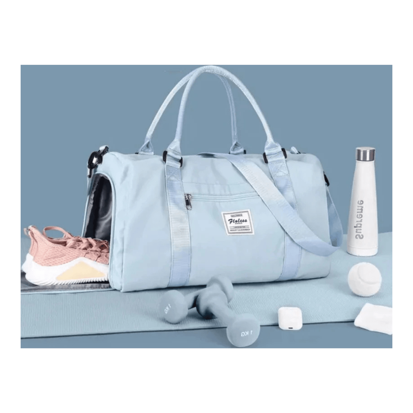 CarryQuest® - Reistassen Handbagage - Weekendtas - Reis - Yoga - Sport - Licht Blauw