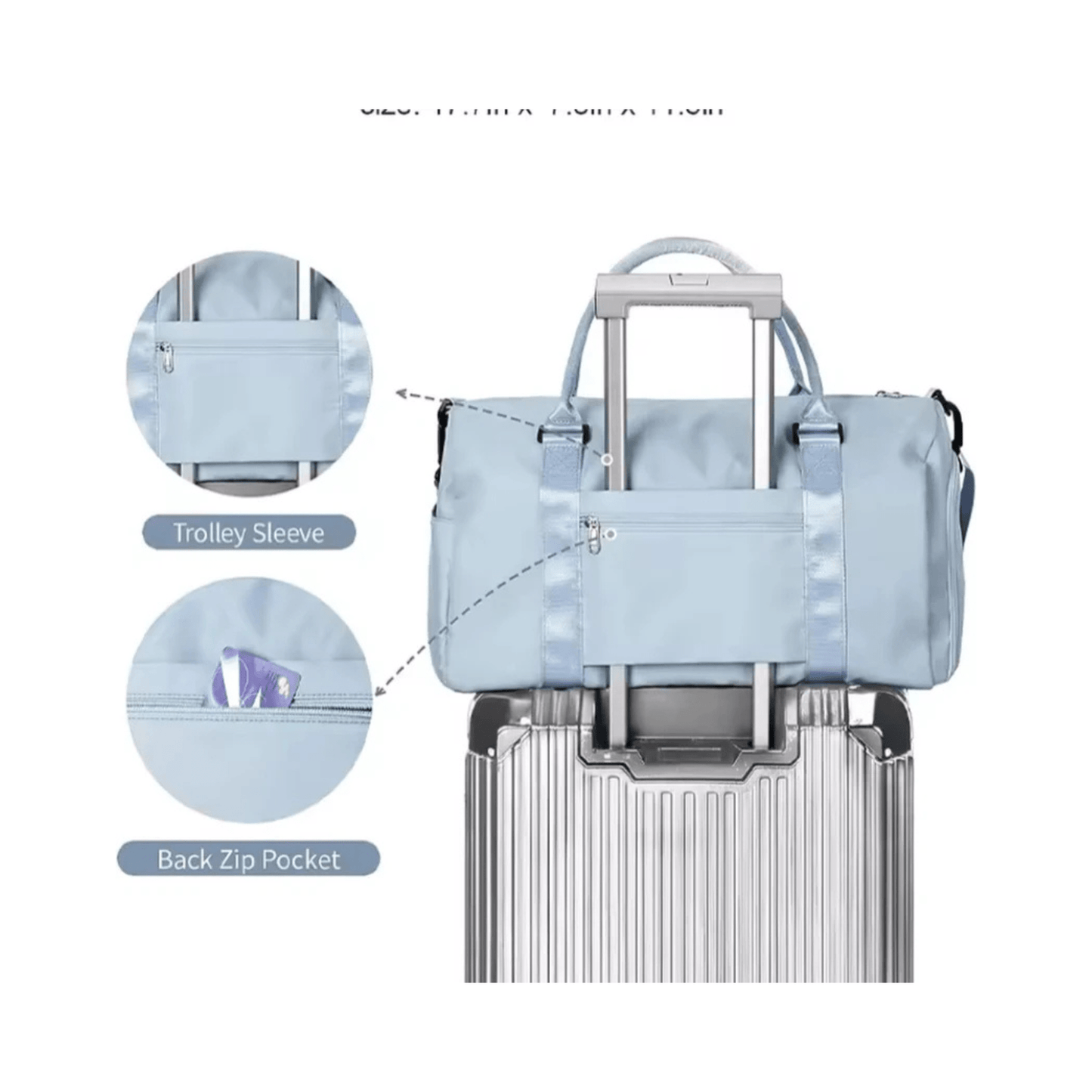 CarryQuest® - Reistassen Handbagage - Weekendtas - Reis - Yoga - Sport - Licht Blauw