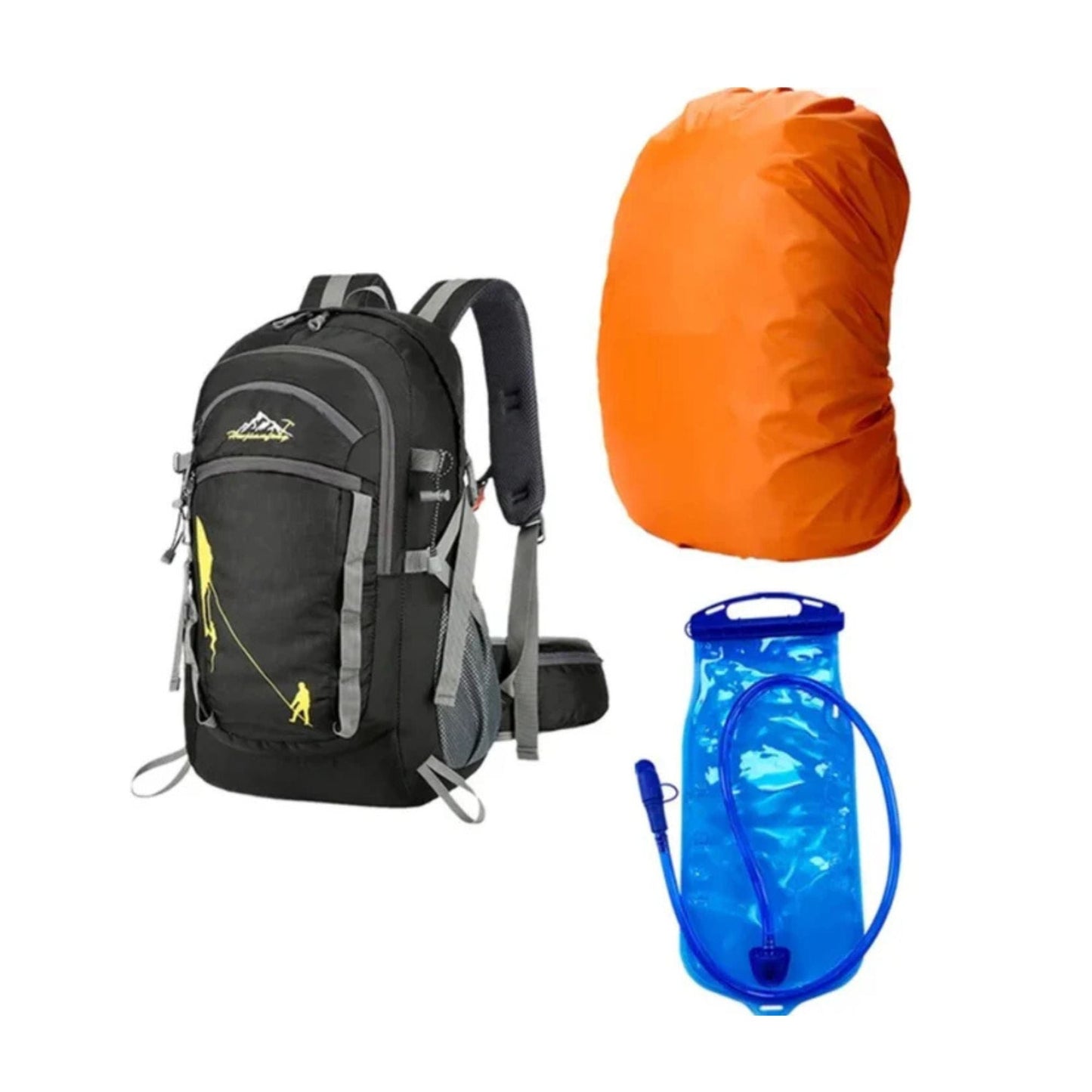 CarryQuest® - Rugzak - Waterzak - Wandel rugzak - Regenhoes - 35L - 2L - Waterzak Wandelen - Zwart
