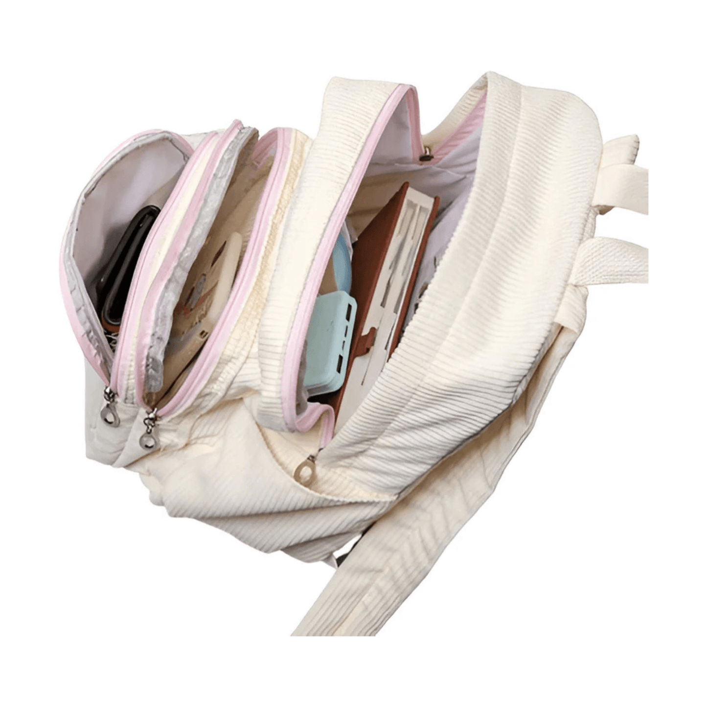 CarryQuest® - Schooltas - Corduroy Backpack - Niet waterbestendig - Beige