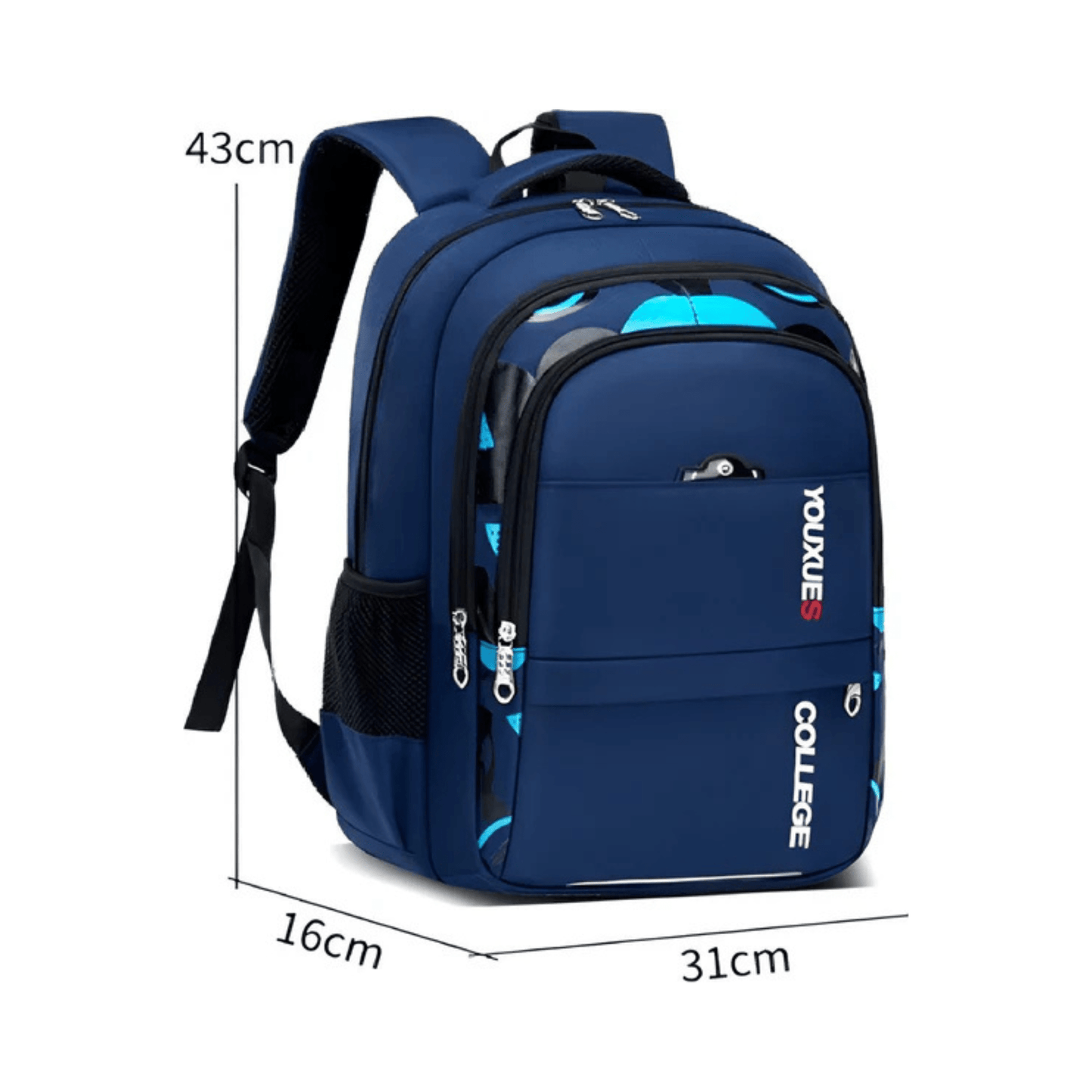 CarryQuest® - Schooltas - Waterdicht - Blauw - Oxford - Ruim - Verstelbare Riem - Kinderen Schooltassen - Blauw