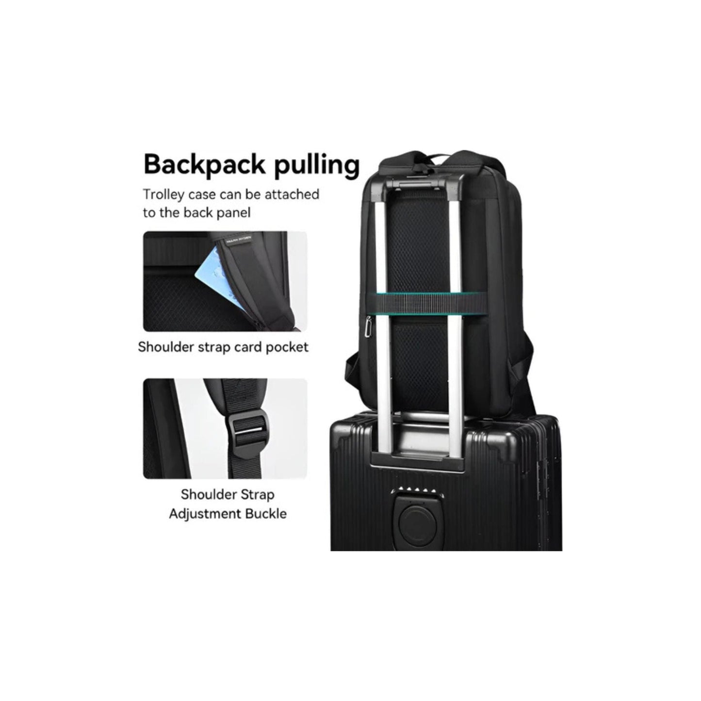 CarryQuest® Slanke laptoprugzak - USB oplaadpoort - Zwart