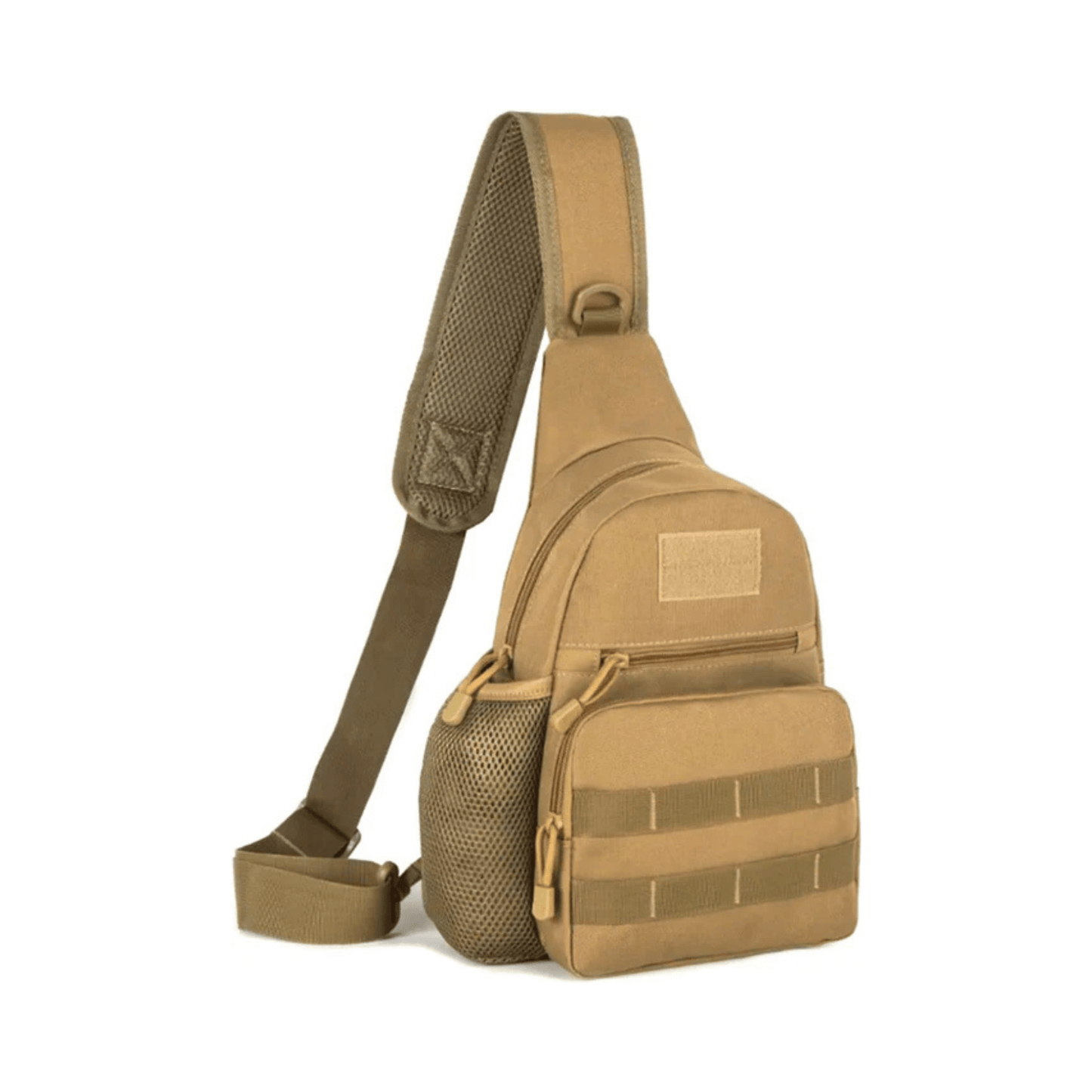 CarryQuest® - Tactische Rugzakschoudertas - Militaire 600D Oxford - stof - Ruim hoofdcompartiment - Verstelbare borst - en heupgordelsluiting - Khaki