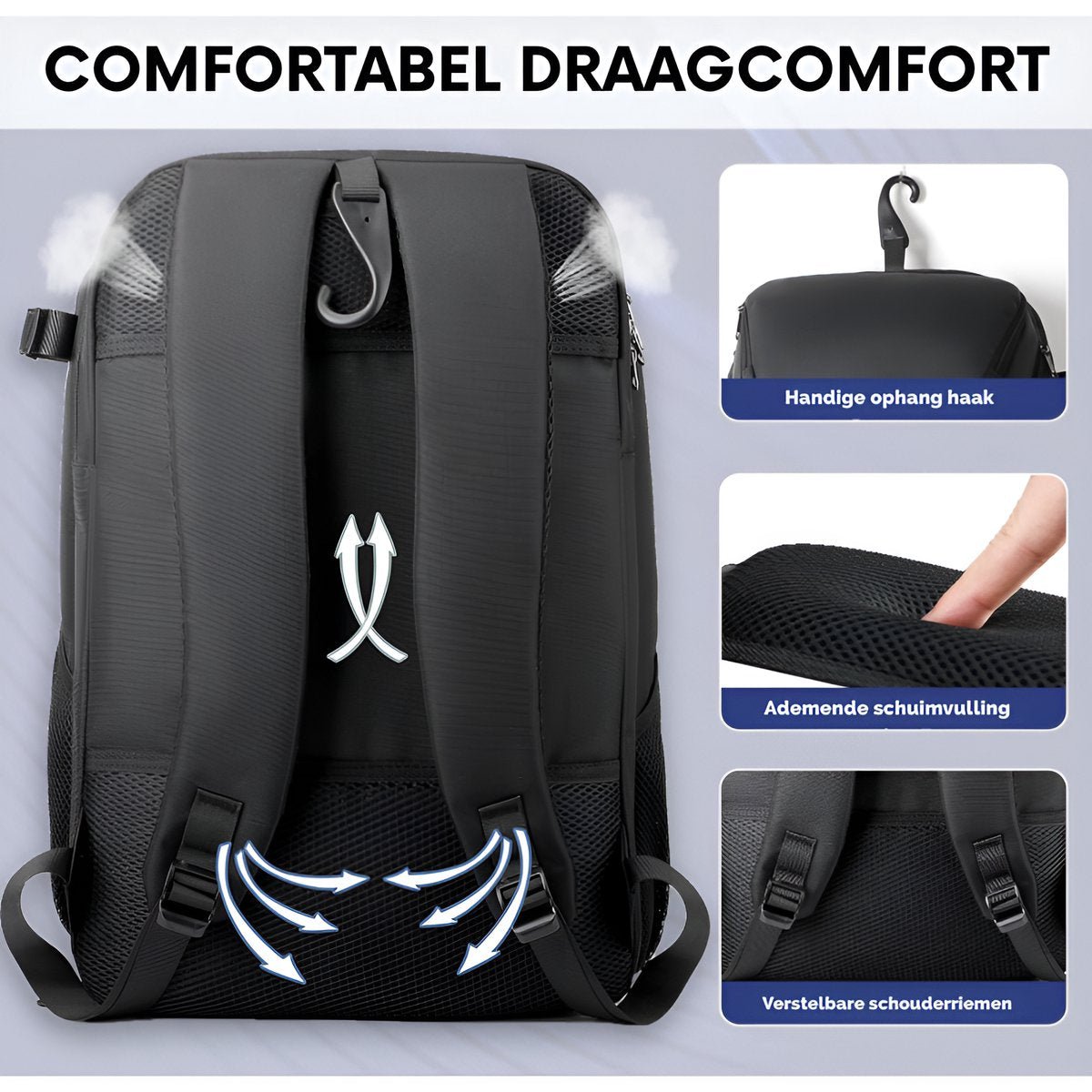 CarryQuest® - Tennisrugzak - Voetbalrugzak - Basketbalrugzak - Zwart