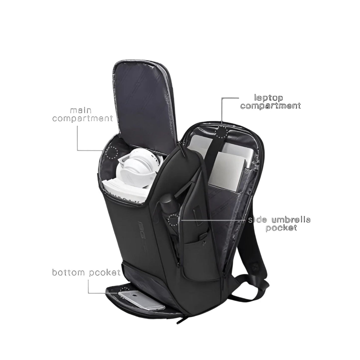CarryQuest® - USB Laptoprugzak - Waterdicht - USB - Zwart