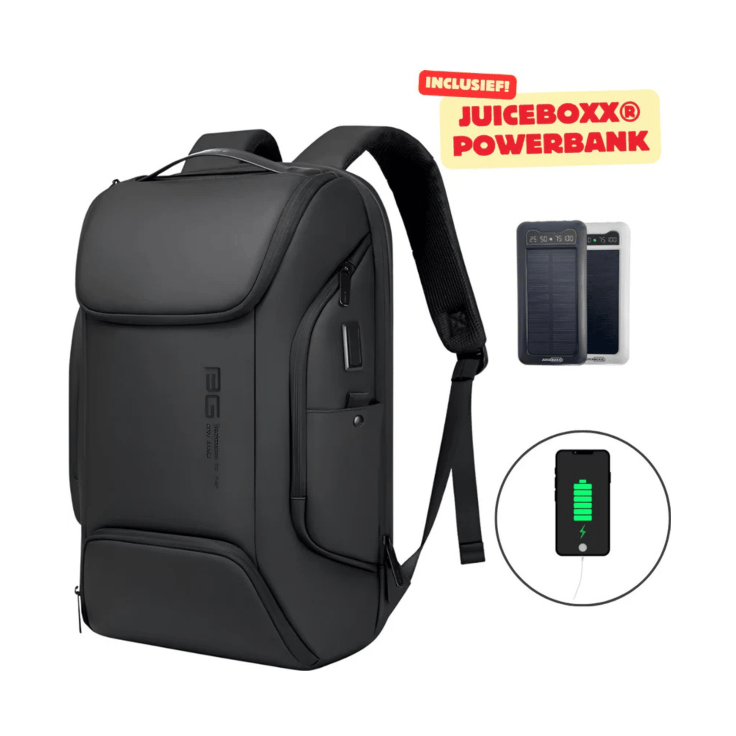 CarryQuest® - USB Laptoprugzak - Waterdicht - USB - Zwart