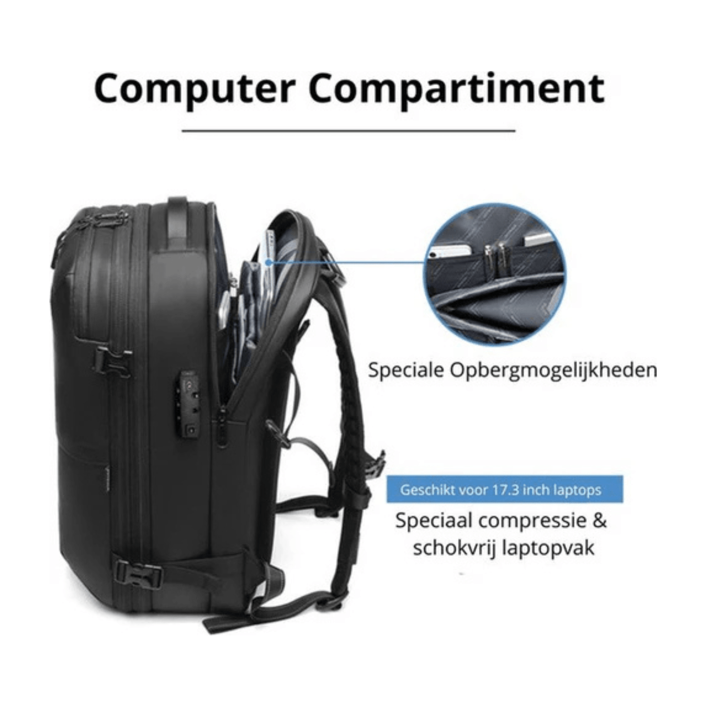 CarryQuest® - Vacuum Rugzak Pro1 - Inclusief Pomp - Zwart