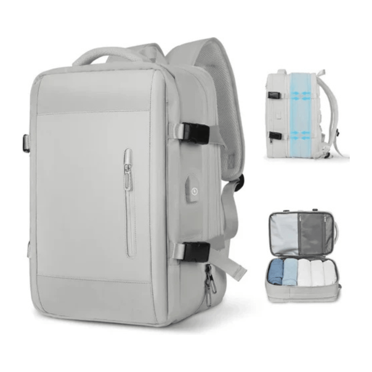 CarryQuest® - Veelzijdige en stijlvolle unisex reis - /weekendtas rugzak - USB - uitgang - 17 inch laptopvak - Grijs