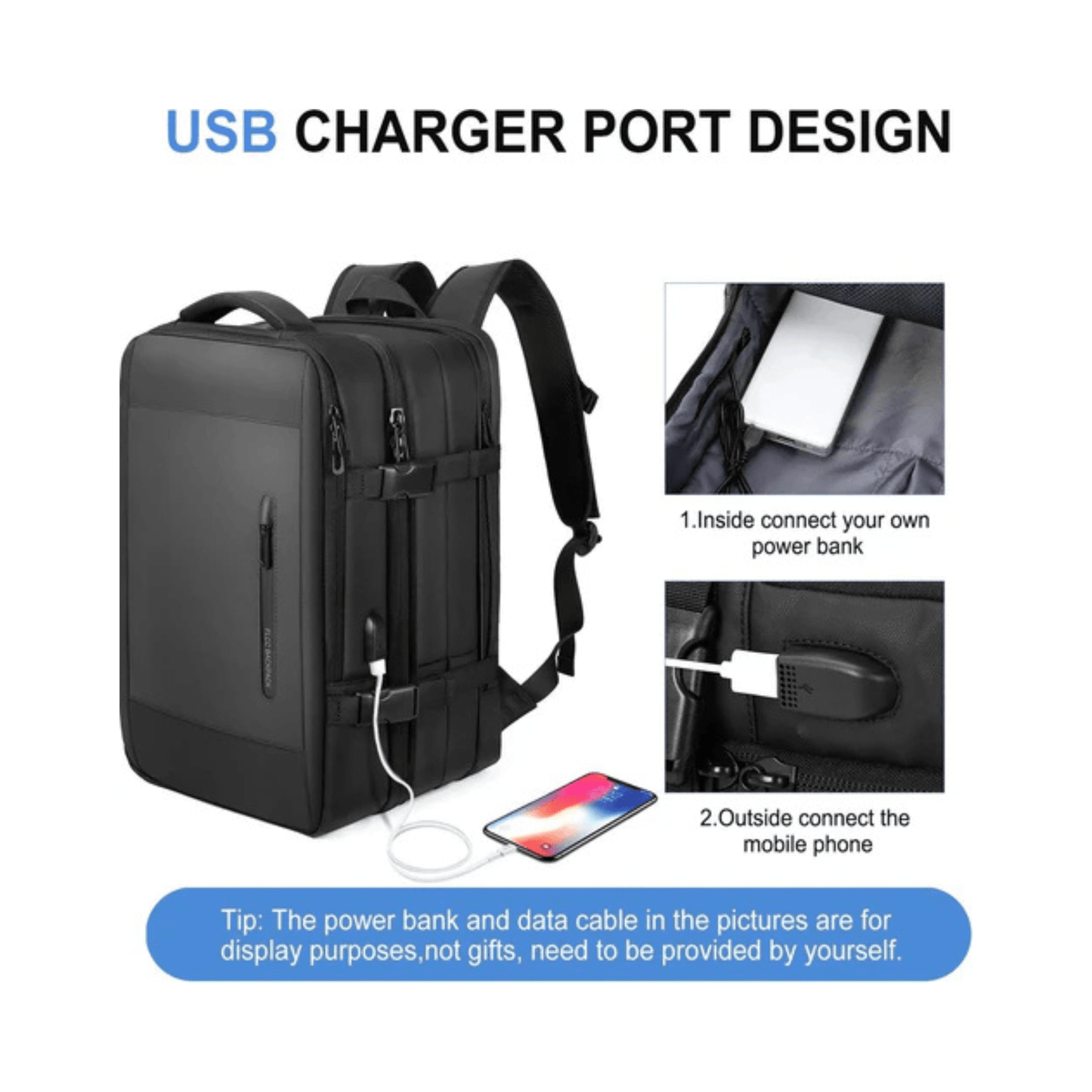 CarryQuest® - Veelzijdige en stijlvolle unisex reis - /weekendtas rugzak - USB - uitgang - 17 inch laptopvak - Grijs