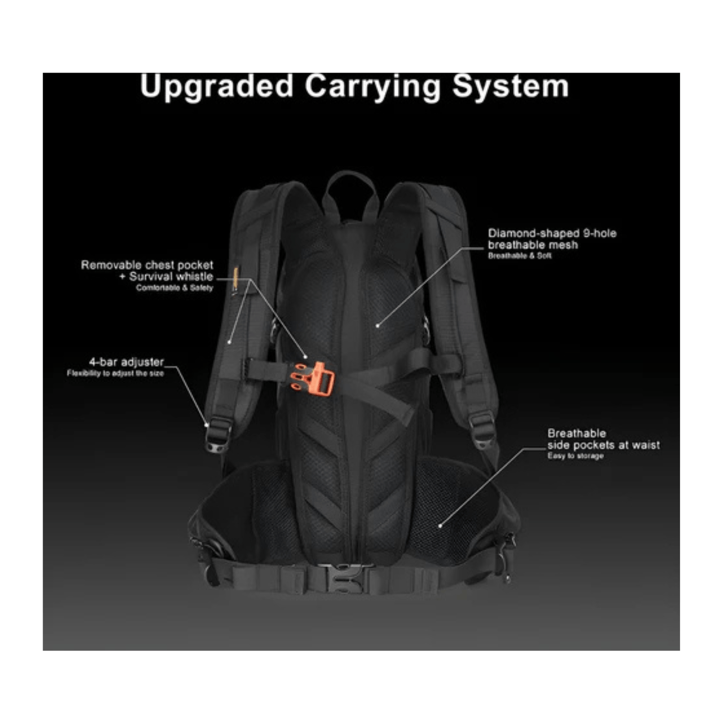 CarryQuest® - Wandel Rugzak 12L - Waterdicht - Backpack Fietsen - Waterzak - Zwart